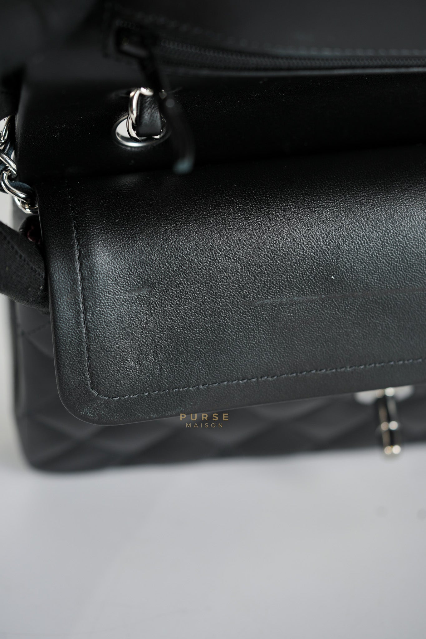 Classic Double Flap Small in Black Quilted Lambskin Leather Silver Hardware Microchip | Purse Maison Luxury Bags Shop
