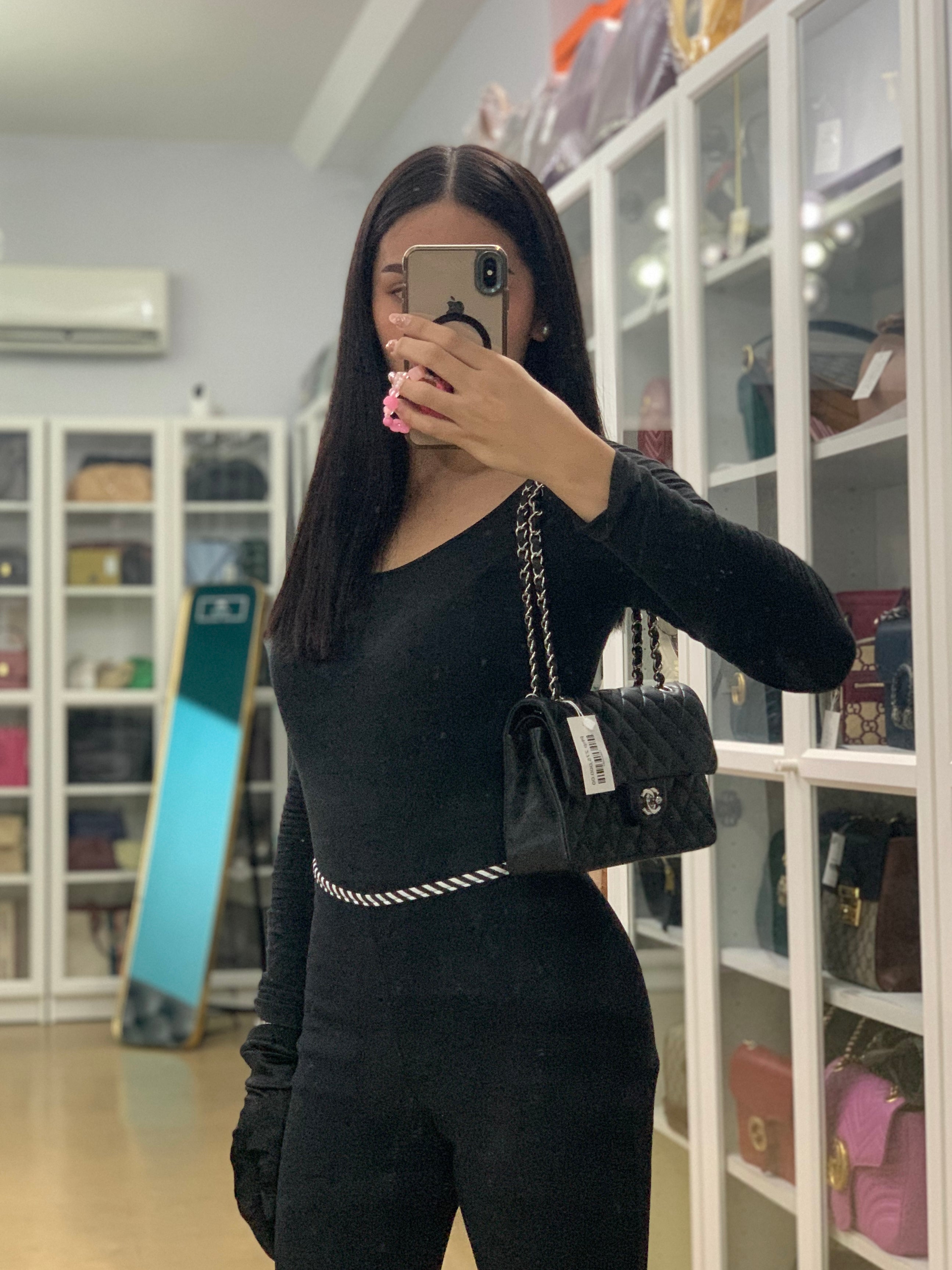 Classic Double Flap Small in Black Quilted Lambskin Leather Silver Hardware Microchip | Purse Maison Luxury Bags Shop
