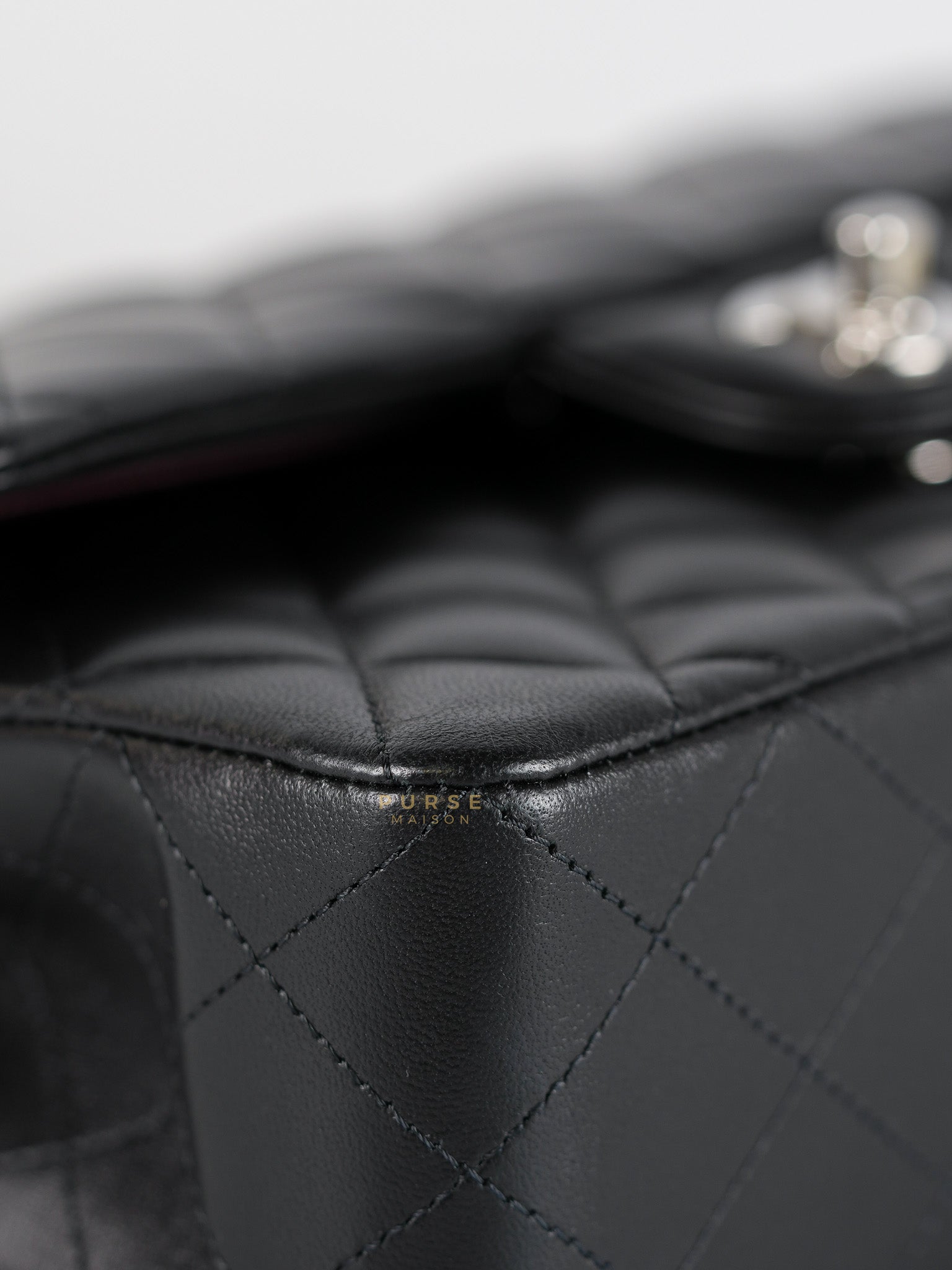 Classic Double Flap Small in Black Quilted Lambskin Leather Silver Hardware Microchip | Purse Maison Luxury Bags Shop