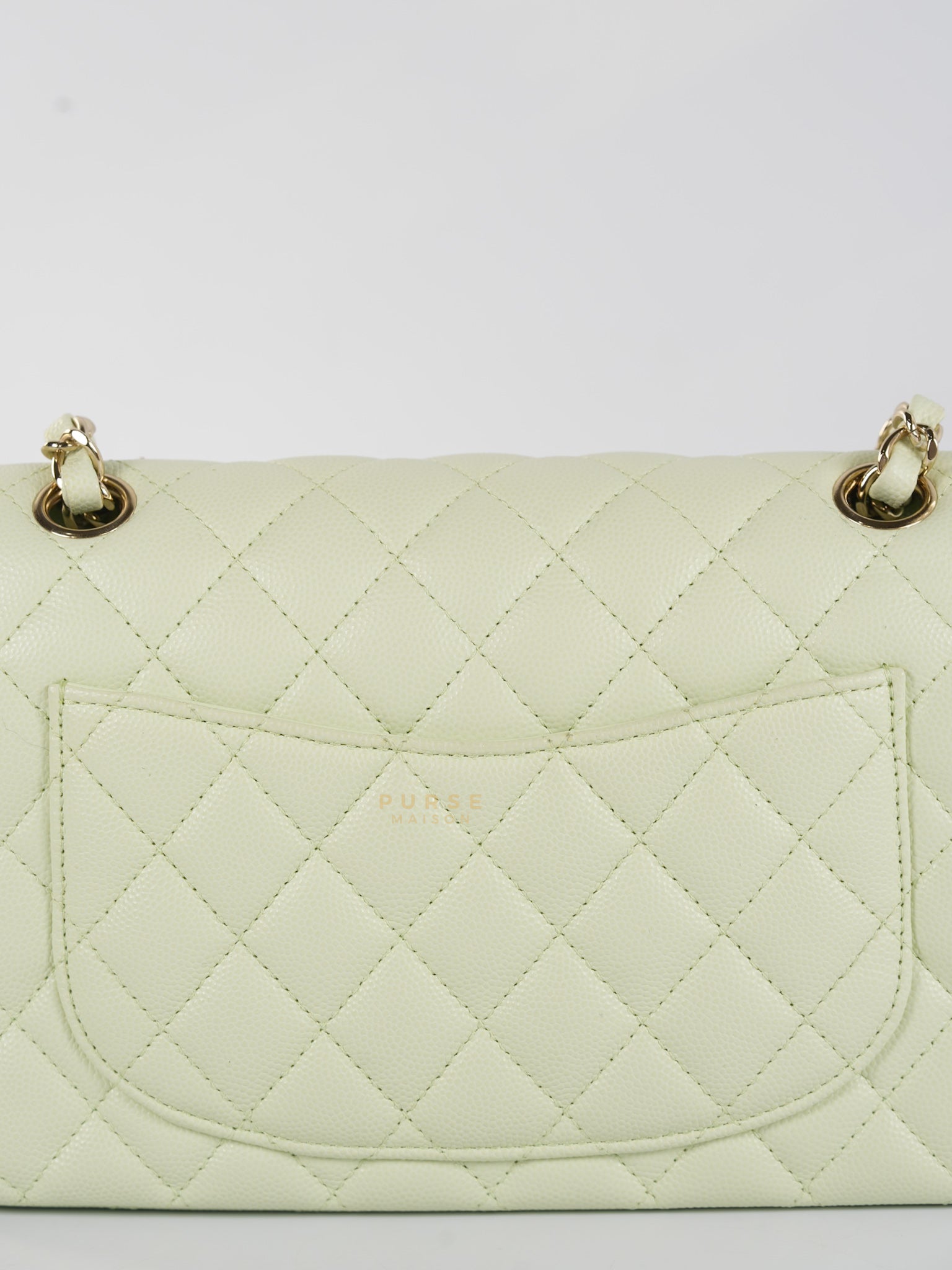 Classic Double Flap Small in Mint Green Caviar Leather Light Gold Hardware (Microchip) | Purse Maison Luxury Bags Shop