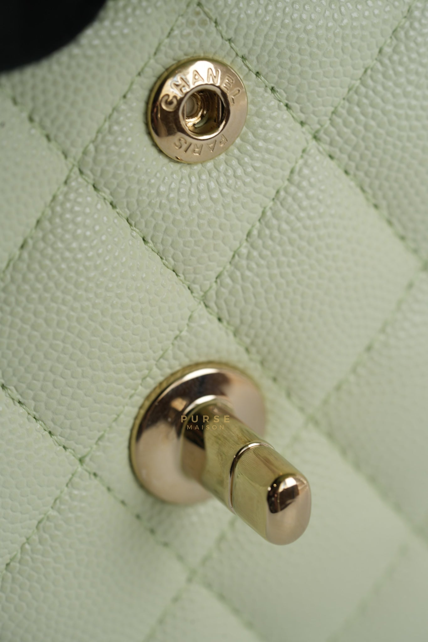 Classic Double Flap Small in Mint Green Caviar Leather Light Gold Hardware (Microchip) | Purse Maison Luxury Bags Shop