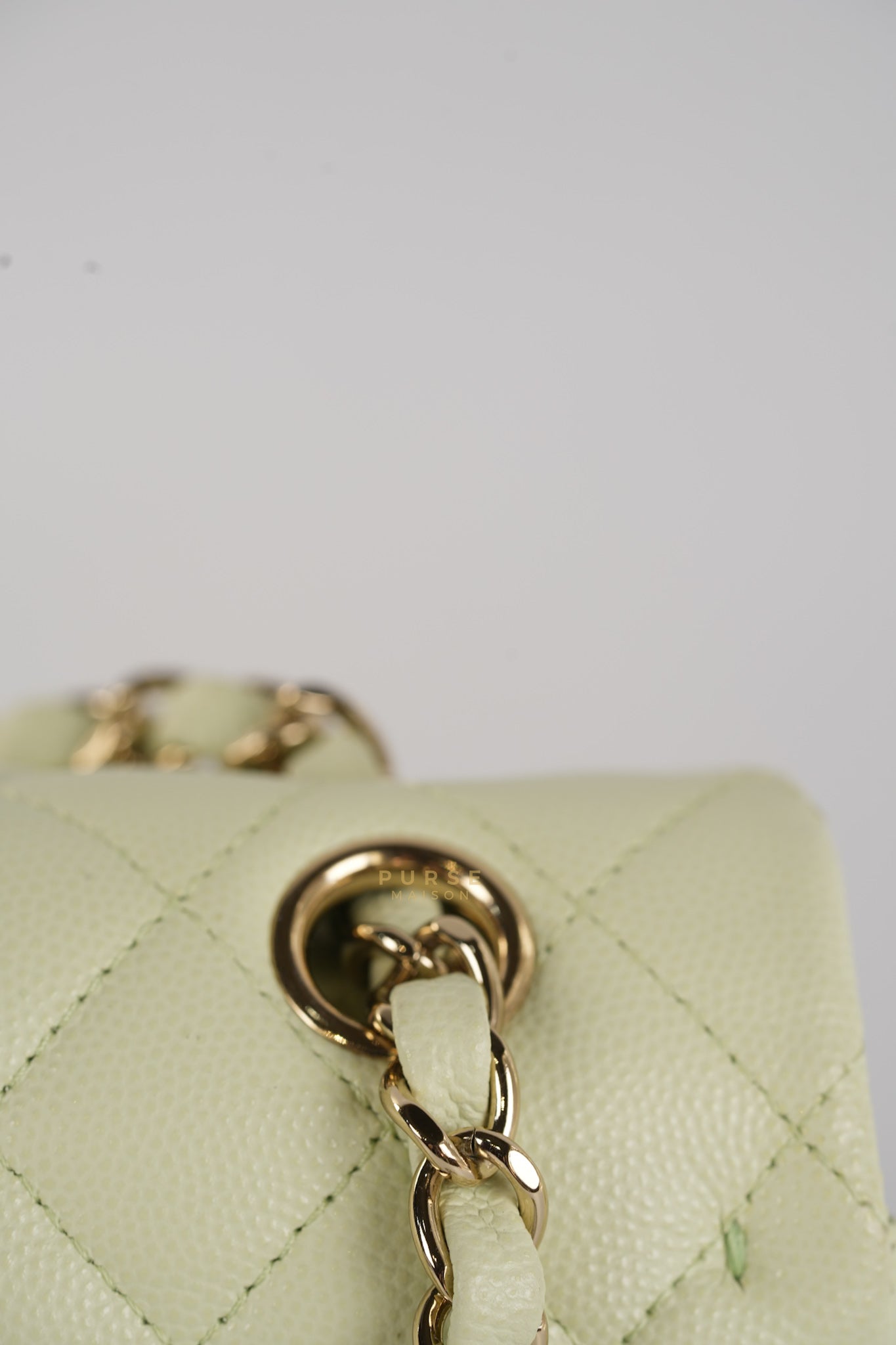 Classic Double Flap Small in Mint Green Caviar Leather Light Gold Hardware (Microchip) | Purse Maison Luxury Bags Shop