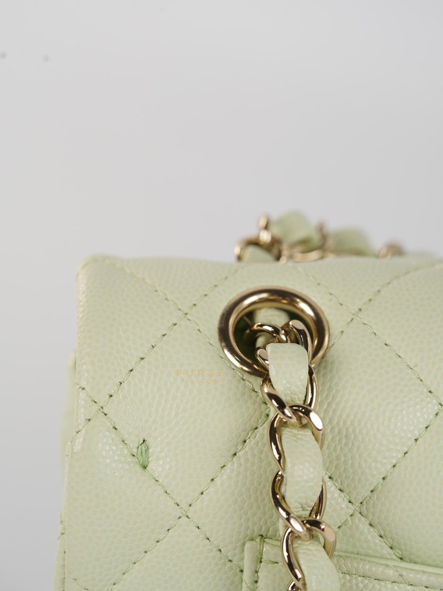 Classic Double Flap Small in Mint Green Caviar Leather Light Gold Hardware (Microchip) | Purse Maison Luxury Bags Shop