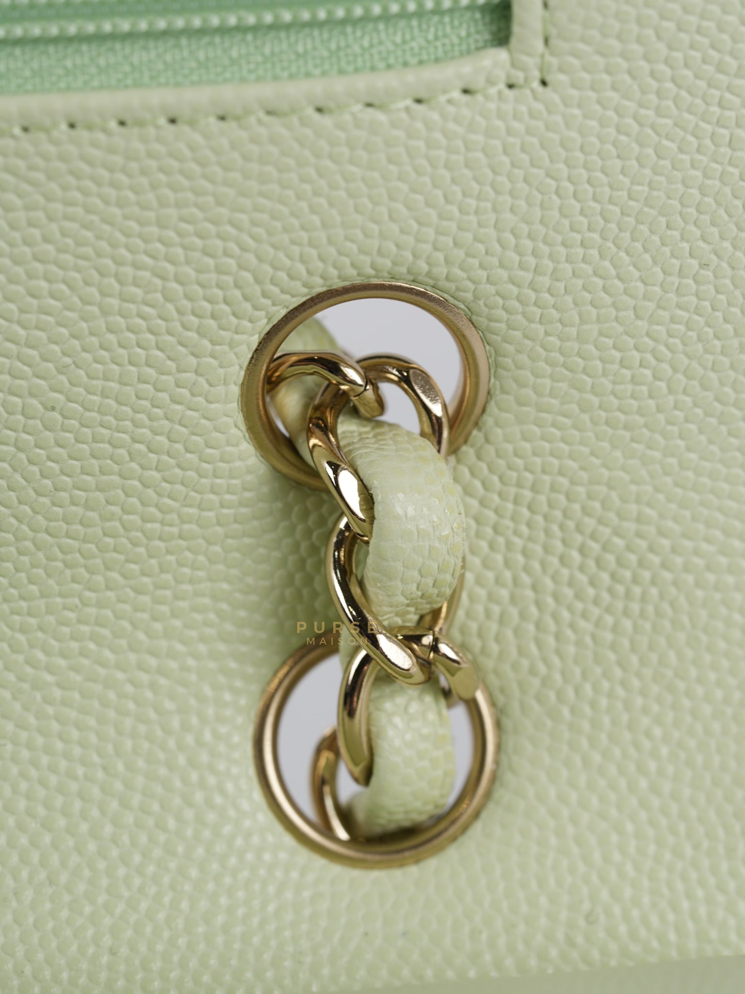Classic Double Flap Small in Mint Green Caviar Leather Light Gold Hardware (Microchip) | Purse Maison Luxury Bags Shop