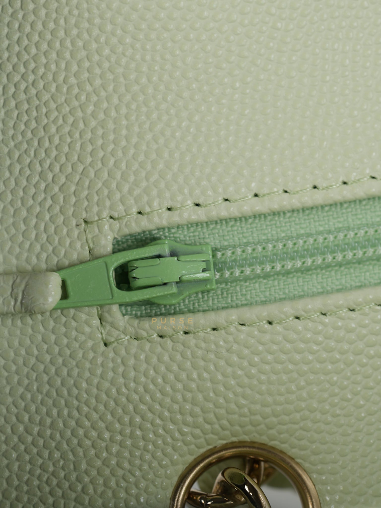 Classic Double Flap Small in Mint Green Caviar Leather Light Gold Hardware (Microchip) | Purse Maison Luxury Bags Shop