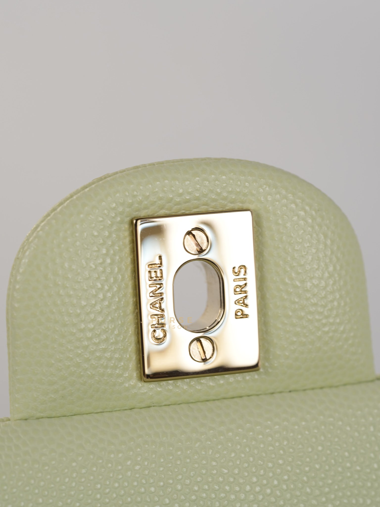 Classic Double Flap Small in Mint Green Caviar Leather Light Gold Hardware (Microchip) | Purse Maison Luxury Bags Shop