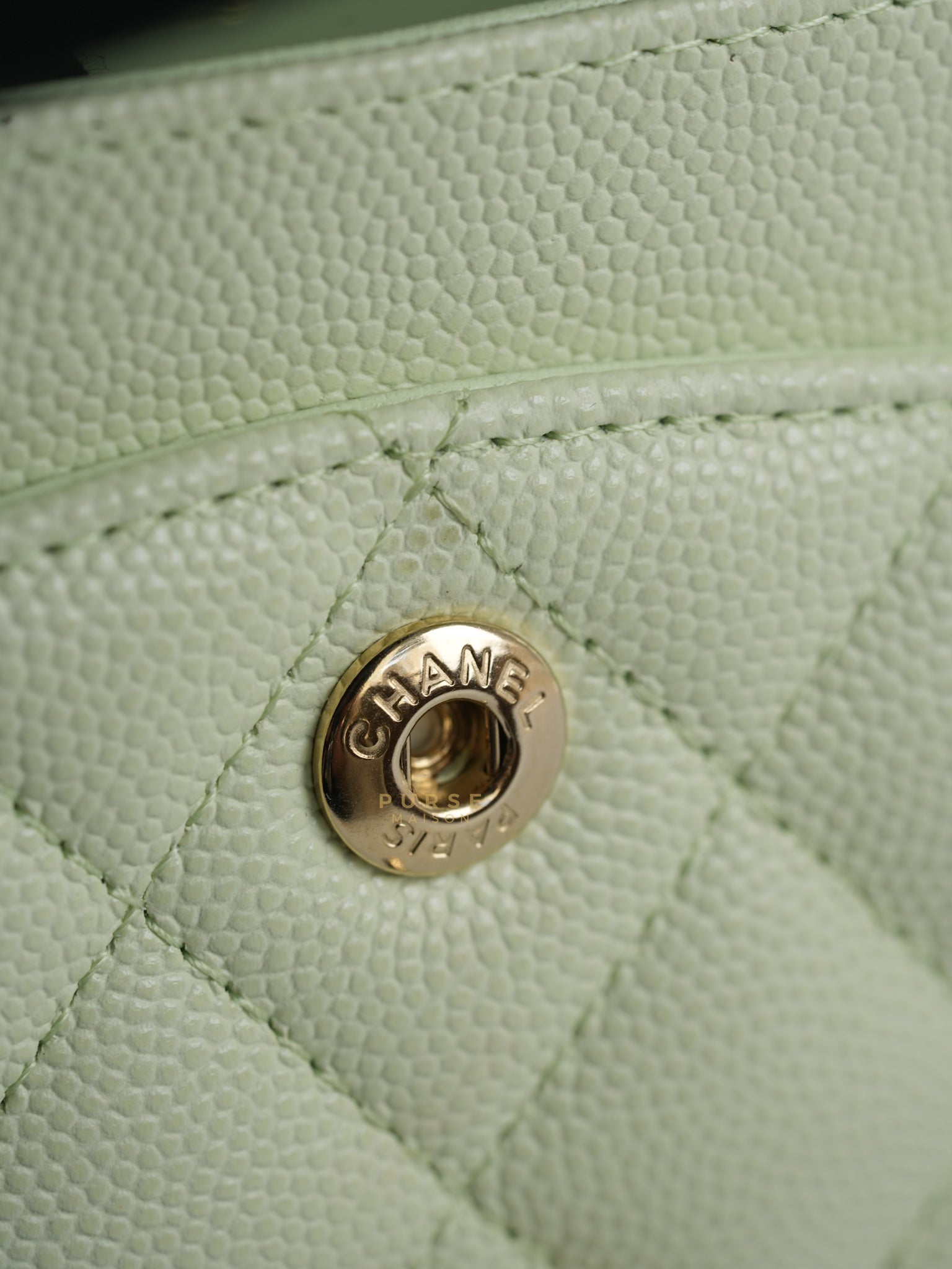 Classic Double Flap Small in Mint Green Caviar Leather Light Gold Hardware (Microchip) | Purse Maison Luxury Bags Shop