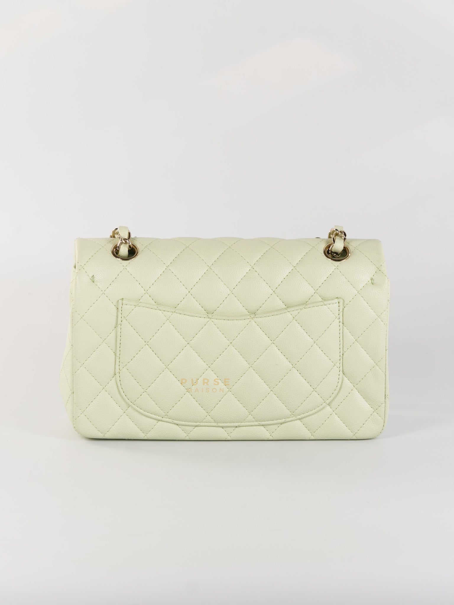 Classic Double Flap Small in Mint Green Caviar Leather Light Gold Hardware (Microchip) | Purse Maison Luxury Bags Shop