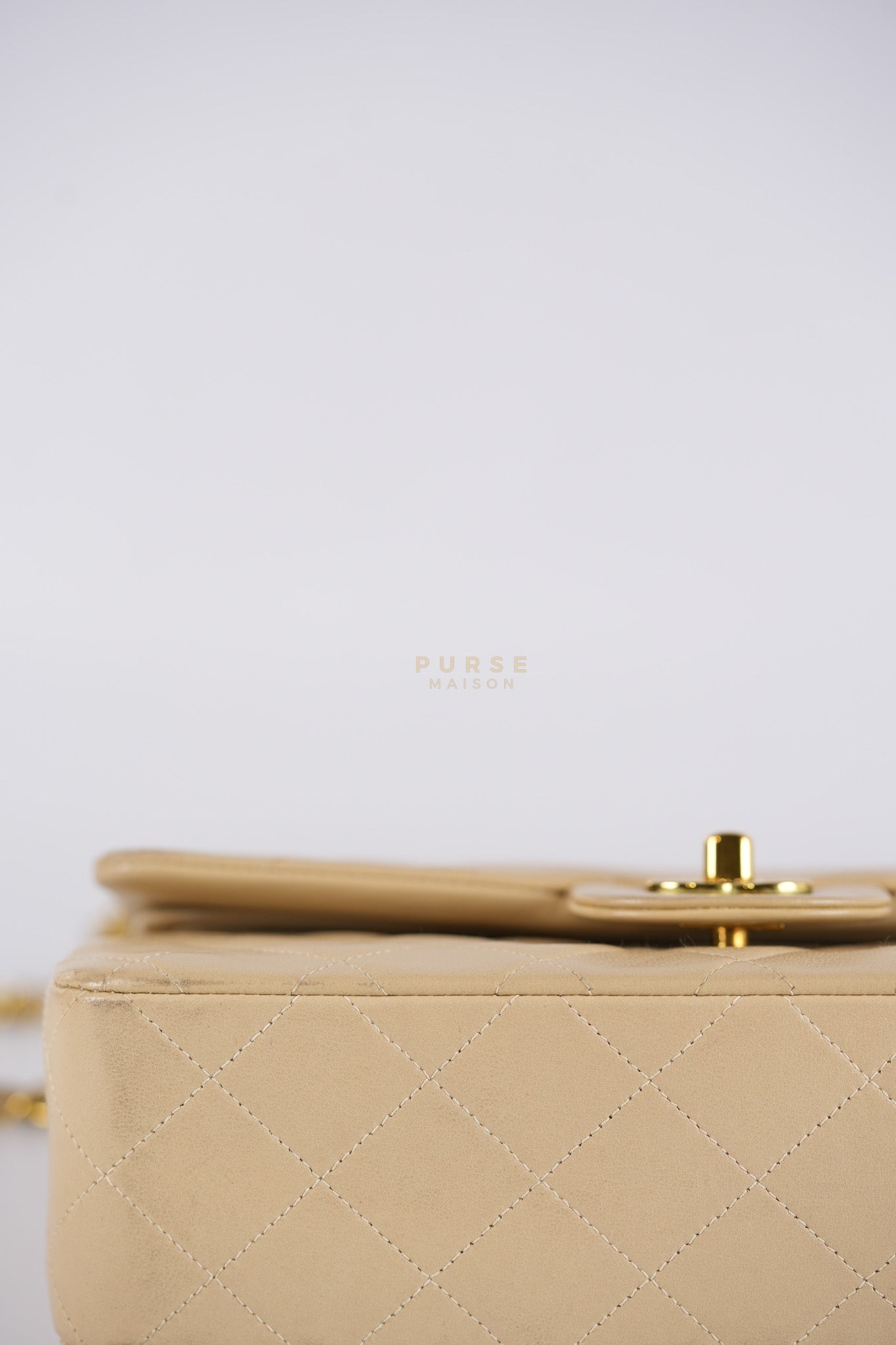Classic Double Flap Small Vintage in Beige Lambskin Leather and 24k Gold Hardware Series 3 | Purse Maison Luxury Bags Shop