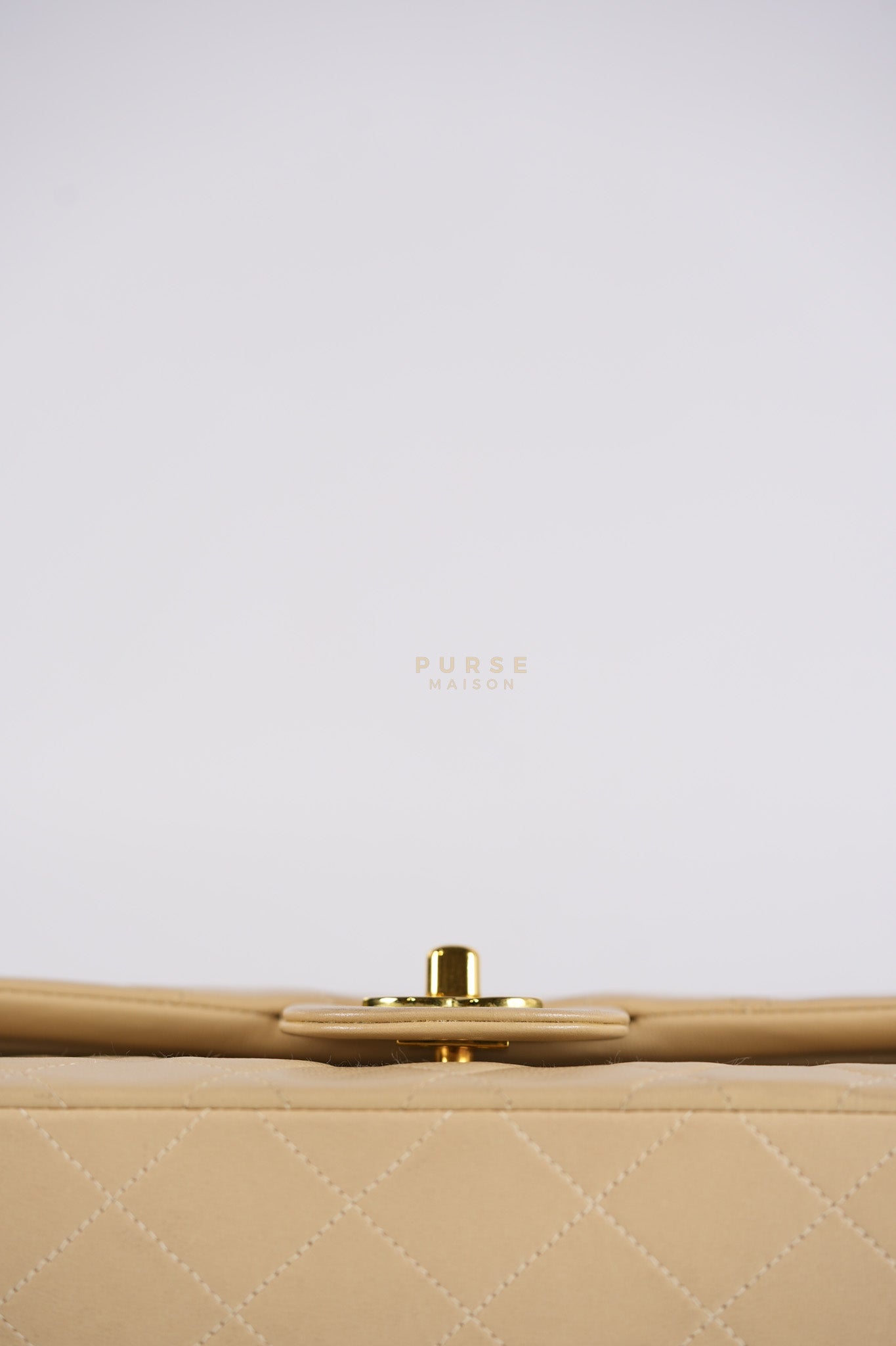 Classic Double Flap Small Vintage in Beige Lambskin Leather and 24k Gold Hardware Series 3 | Purse Maison Luxury Bags Shop