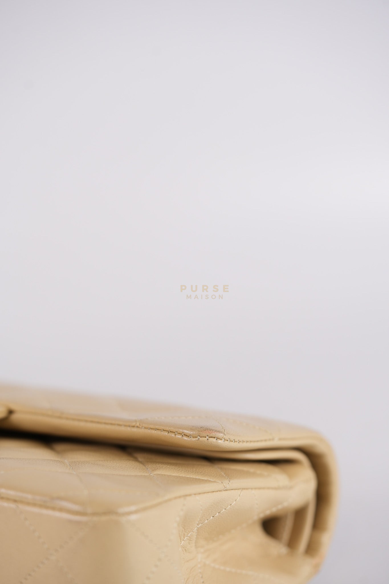 Classic Double Flap Small Vintage in Beige Lambskin Leather and 24k Gold Hardware Series 3 | Purse Maison Luxury Bags Shop