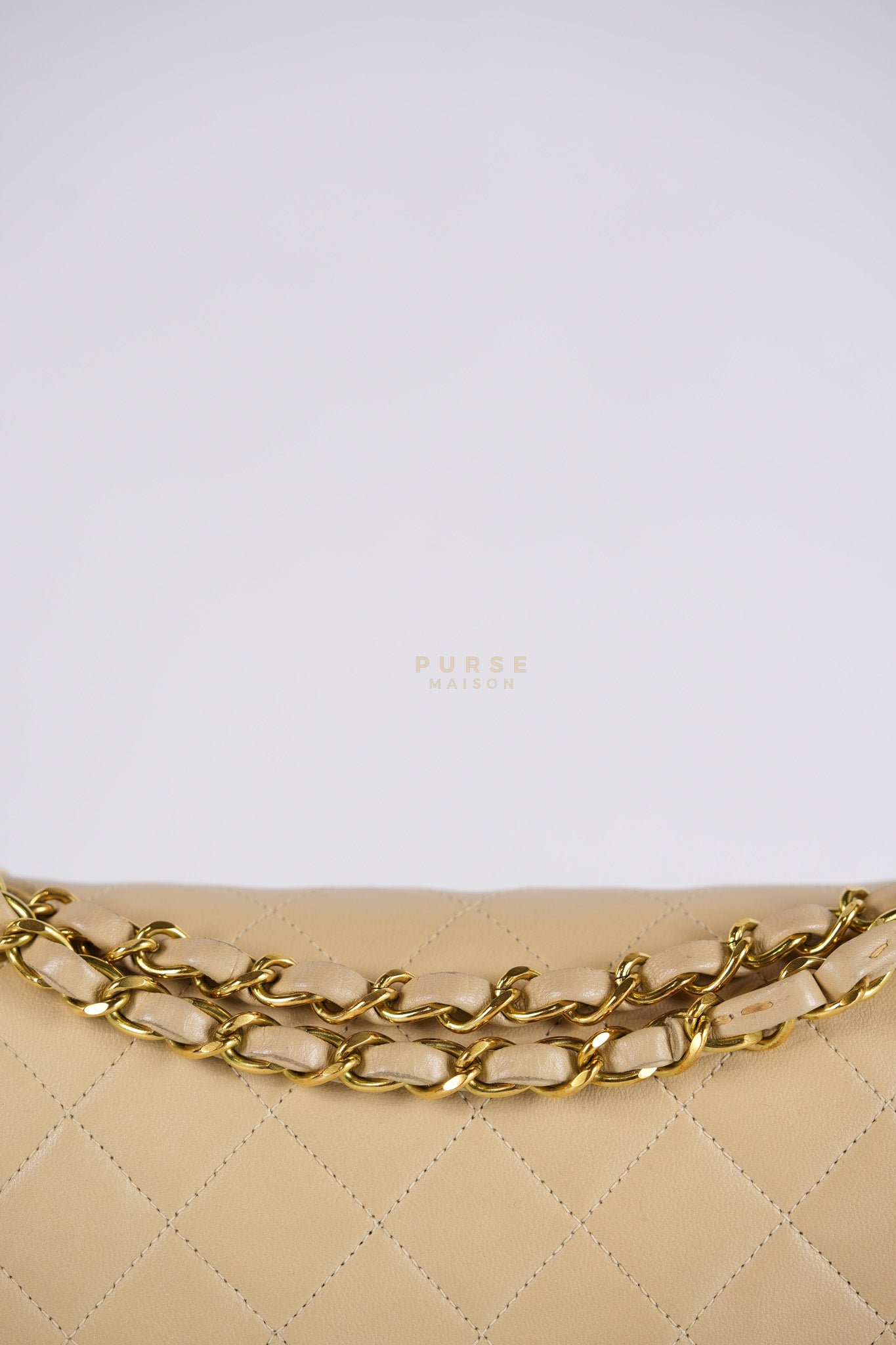 Classic Double Flap Small Vintage in Beige Lambskin Leather and 24k Gold Hardware Series 3 | Purse Maison Luxury Bags Shop