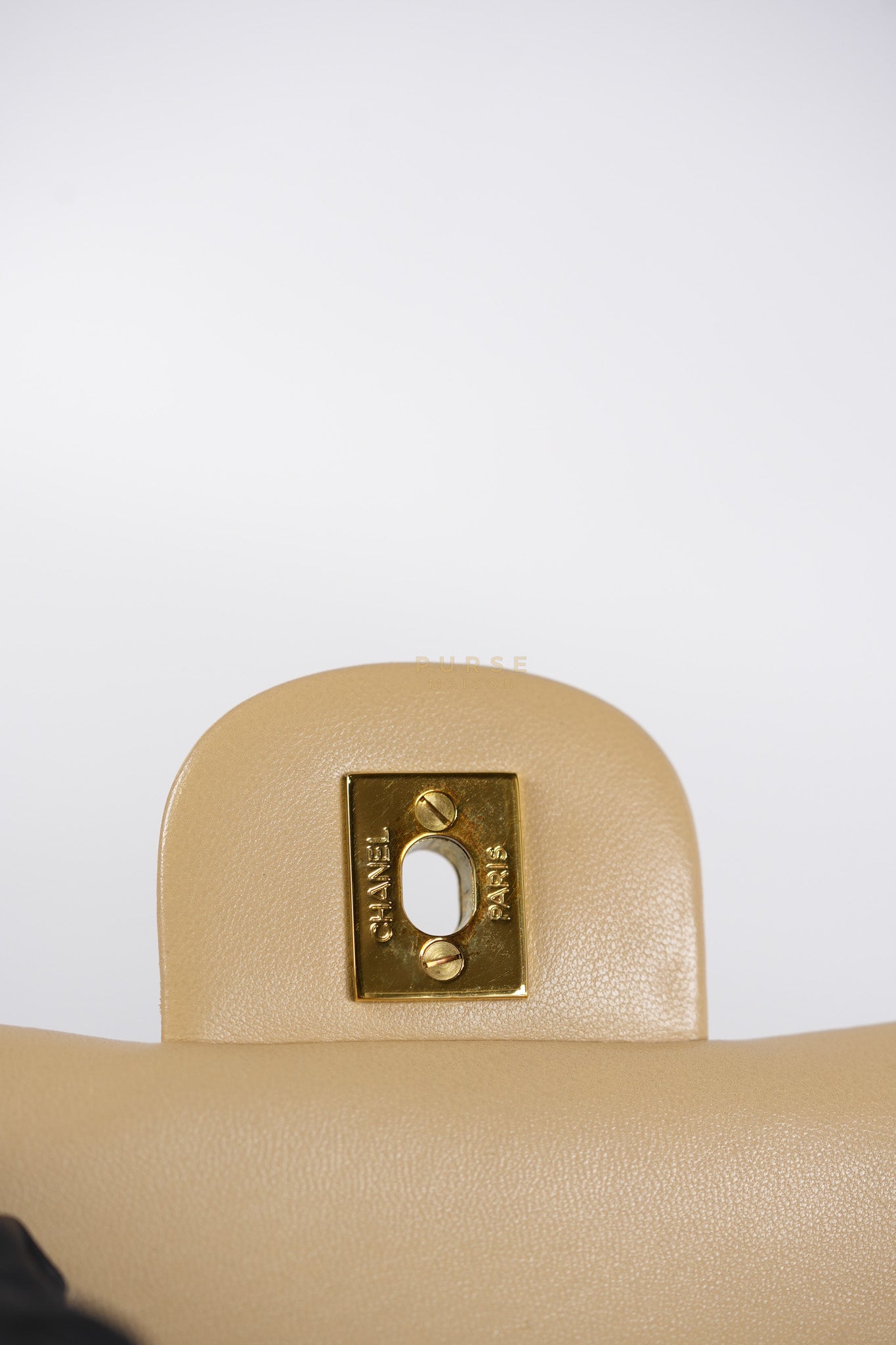 Classic Double Flap Small Vintage in Beige Lambskin Leather and 24k Gold Hardware Series 3 | Purse Maison Luxury Bags Shop