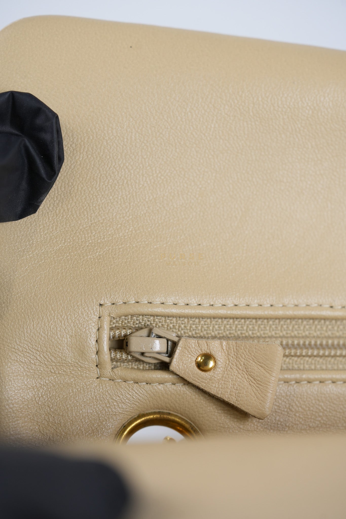 Classic Double Flap Small Vintage in Beige Lambskin Leather and 24k Gold Hardware Series 3 | Purse Maison Luxury Bags Shop