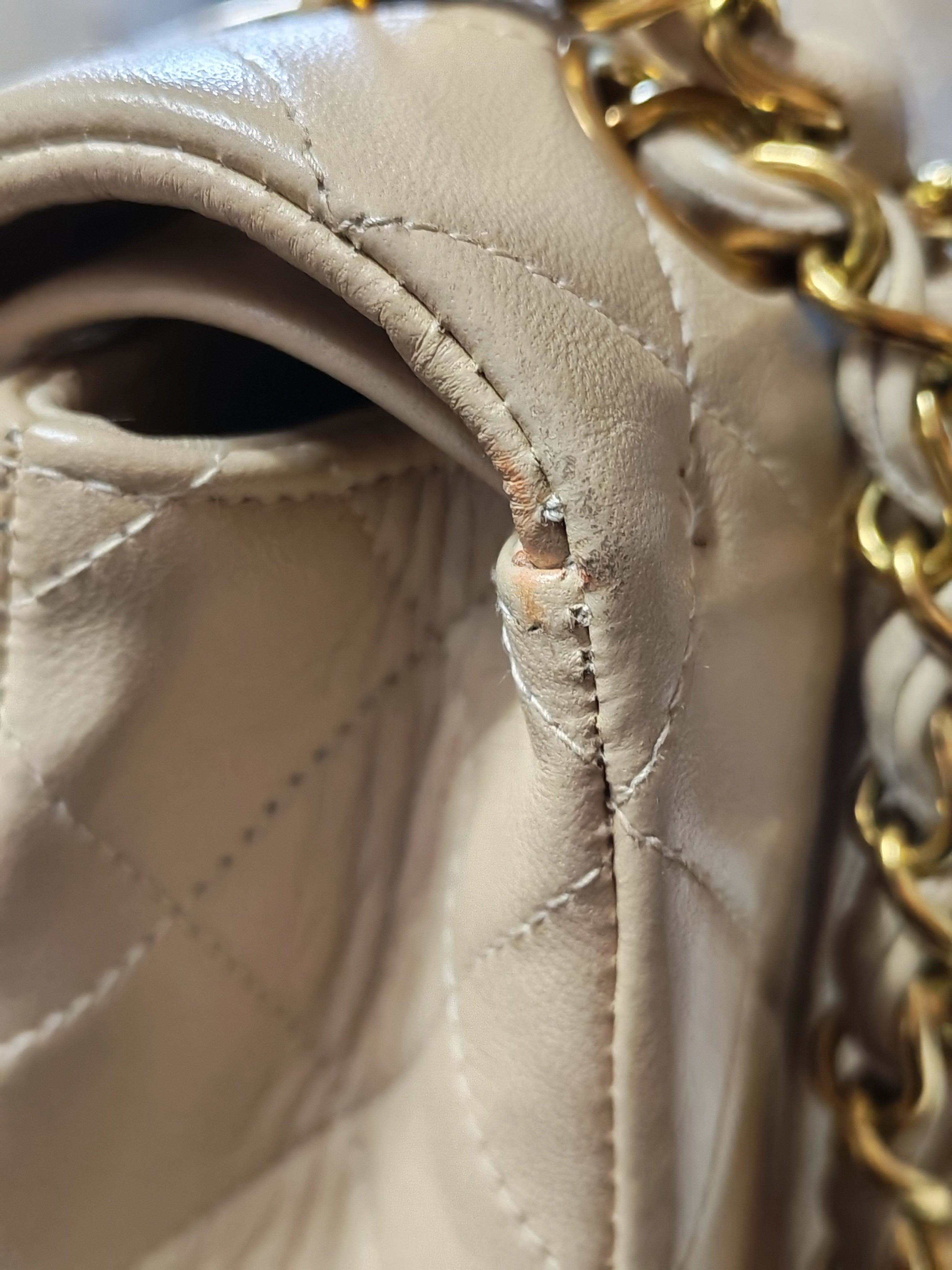 Classic Double Flap Small Vintage in Beige Lambskin Leather and 24k Gold Hardware Series 3 | Purse Maison Luxury Bags Shop