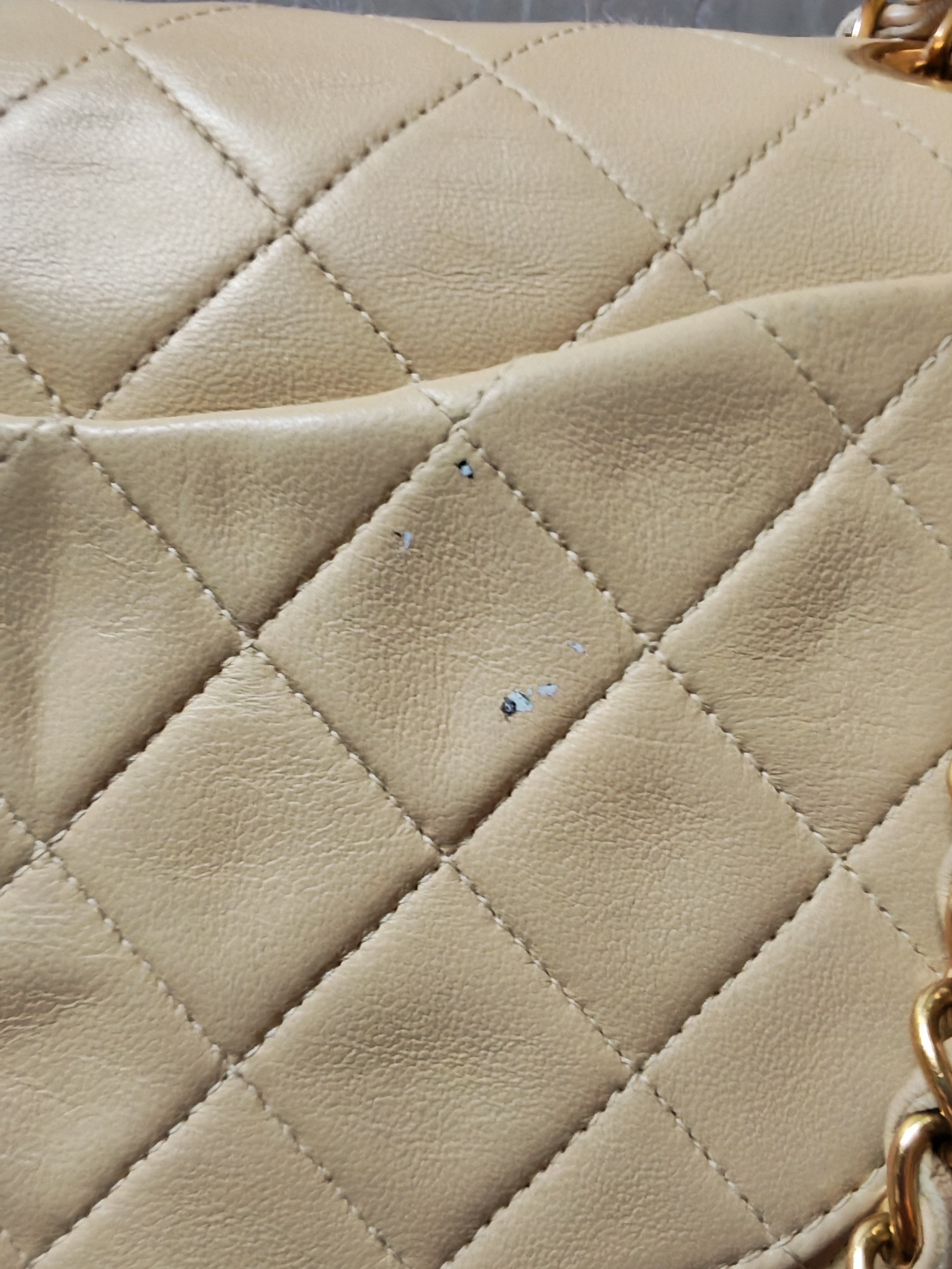 Classic Double Flap Small Vintage in Beige Lambskin Leather and 24k Gold Hardware Series 3 | Purse Maison Luxury Bags Shop