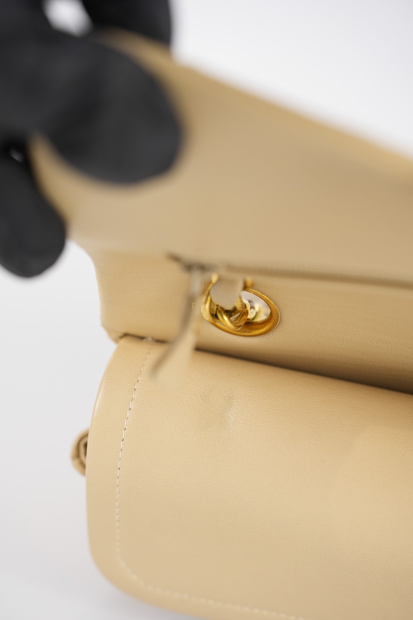 Classic Double Flap Small Vintage in Beige Lambskin Leather and 24k Gold Hardware Series 3 | Purse Maison Luxury Bags Shop