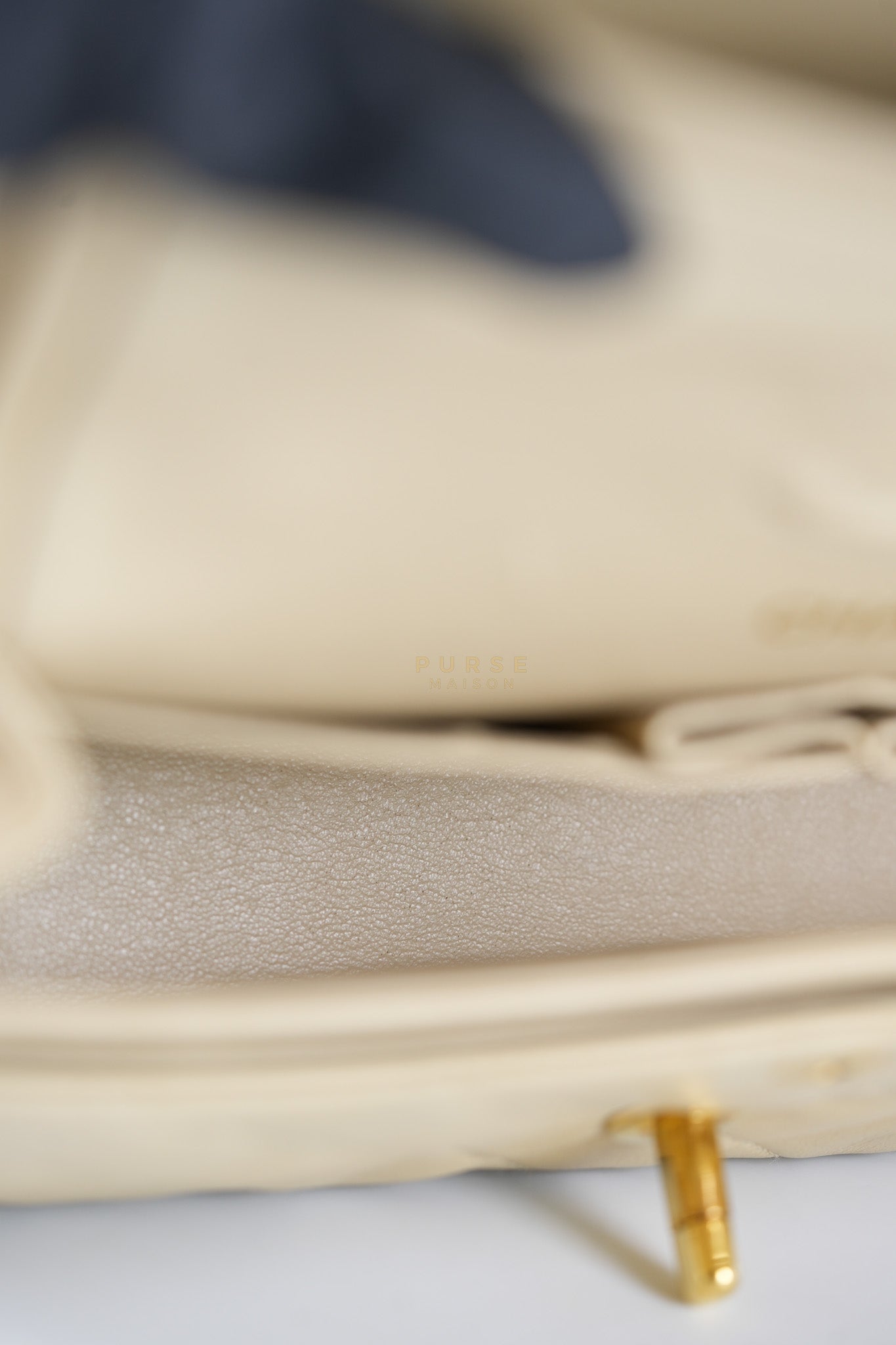 Classic Double Flap Small Vintage in Beige Lambskin Leather and 24k Gold Hardware Series 3 | Purse Maison Luxury Bags Shop