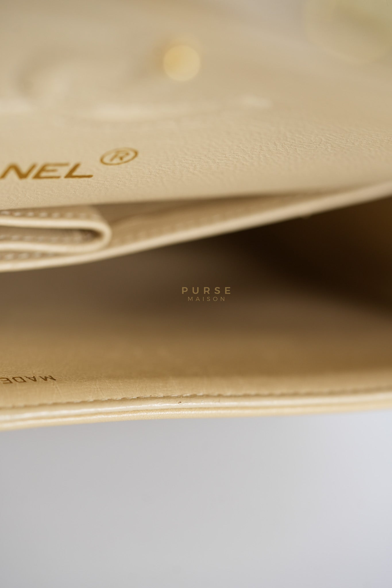 Classic Double Flap Small Vintage in Beige Lambskin Leather and 24k Gold Hardware Series 3 | Purse Maison Luxury Bags Shop