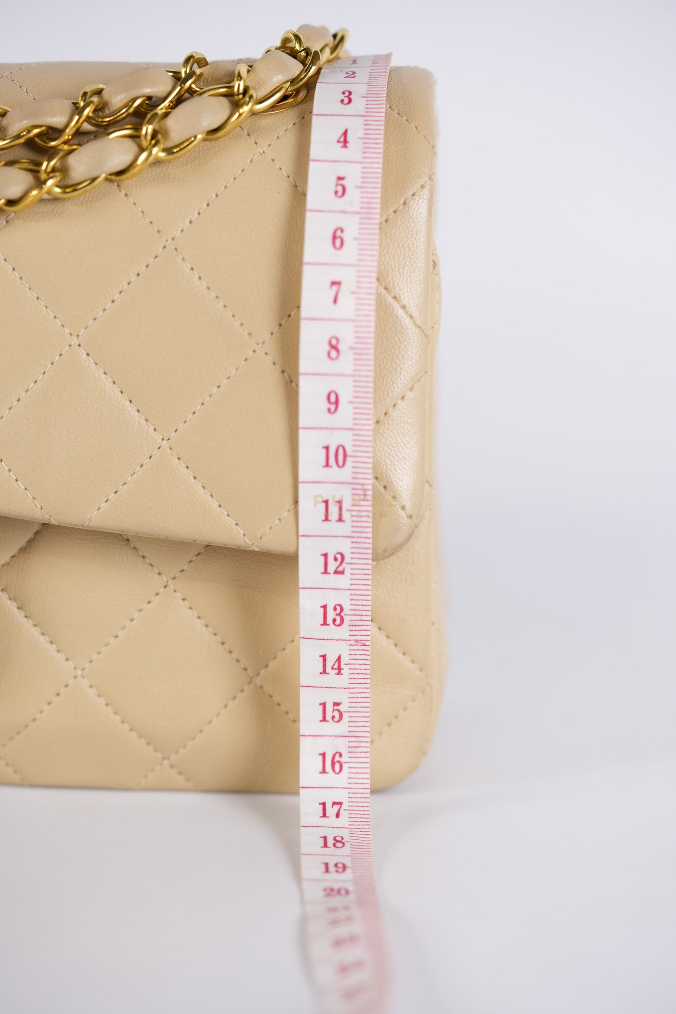 Classic Double Flap Small Vintage in Beige Lambskin Leather and 24k Gold Hardware Series 3 | Purse Maison Luxury Bags Shop