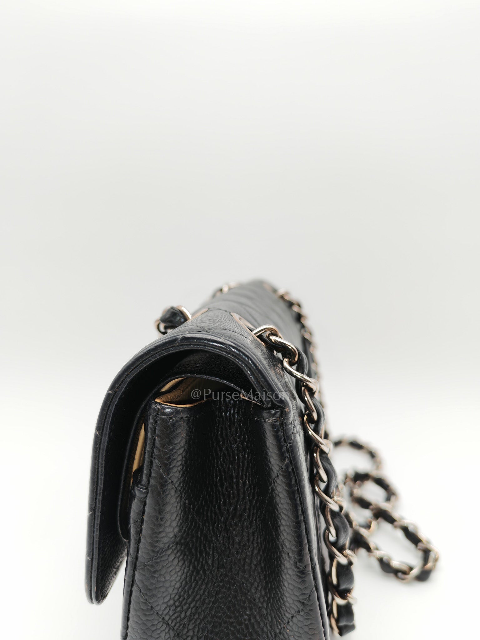 Classic Double Flap Vintage Small in Black Caviar Leather and Silver Hardware Series 6 | Purse Maison Luxury Bags Shop