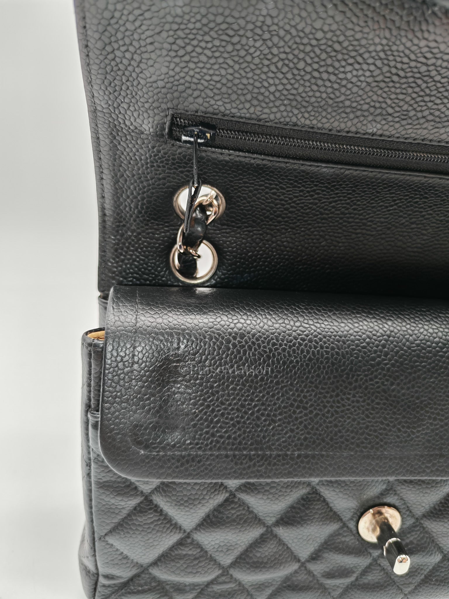 Classic Double Flap Vintage Small in Black Caviar Leather and Silver Hardware Series 6 | Purse Maison Luxury Bags Shop