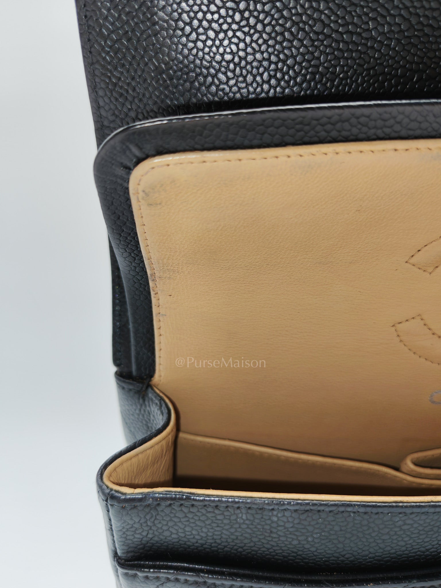 Classic Double Flap Vintage Small in Black Caviar Leather and Silver Hardware Series 6 | Purse Maison Luxury Bags Shop