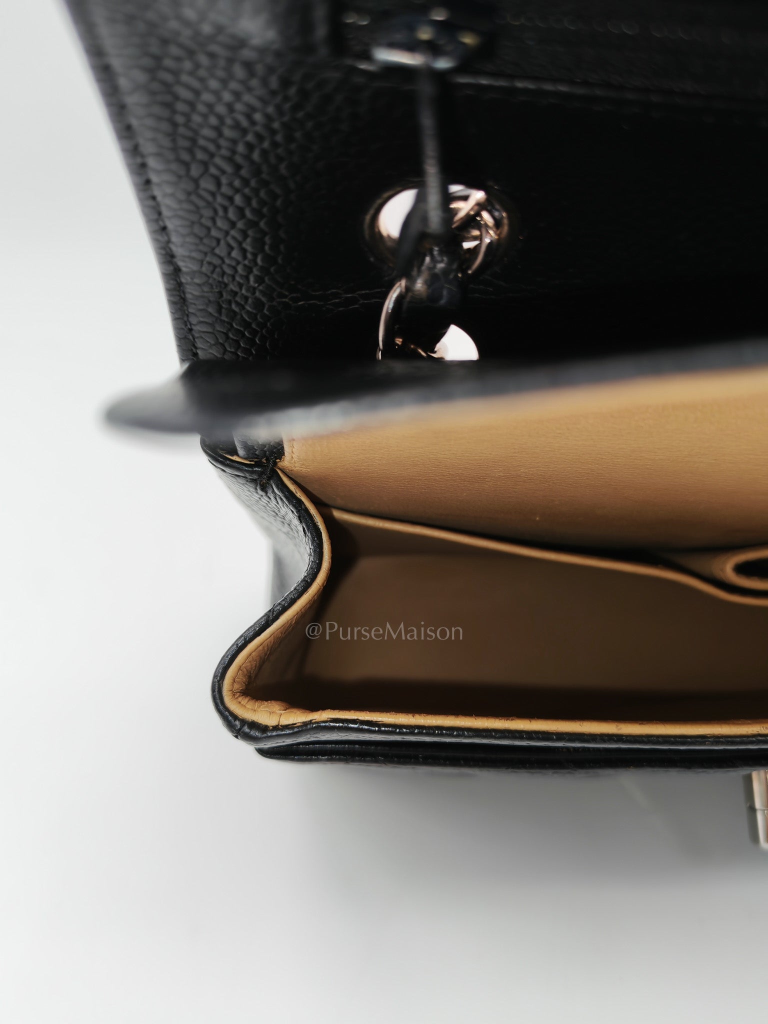 Classic Double Flap Vintage Small in Black Caviar Leather and Silver Hardware Series 6 | Purse Maison Luxury Bags Shop