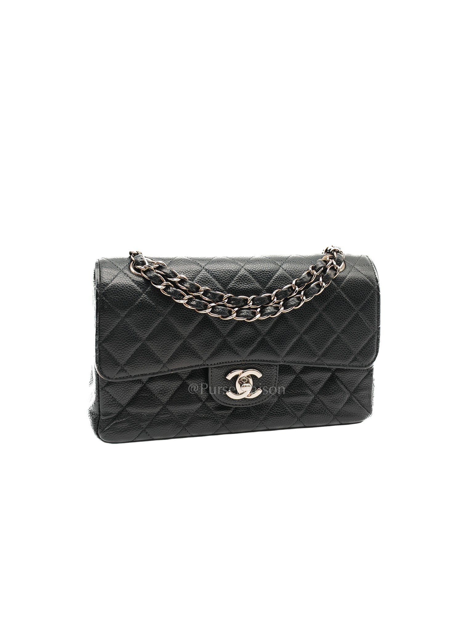 Classic Double Flap Vintage Small in Black Caviar Leather and Silver Hardware Series 6 | Purse Maison Luxury Bags Shop