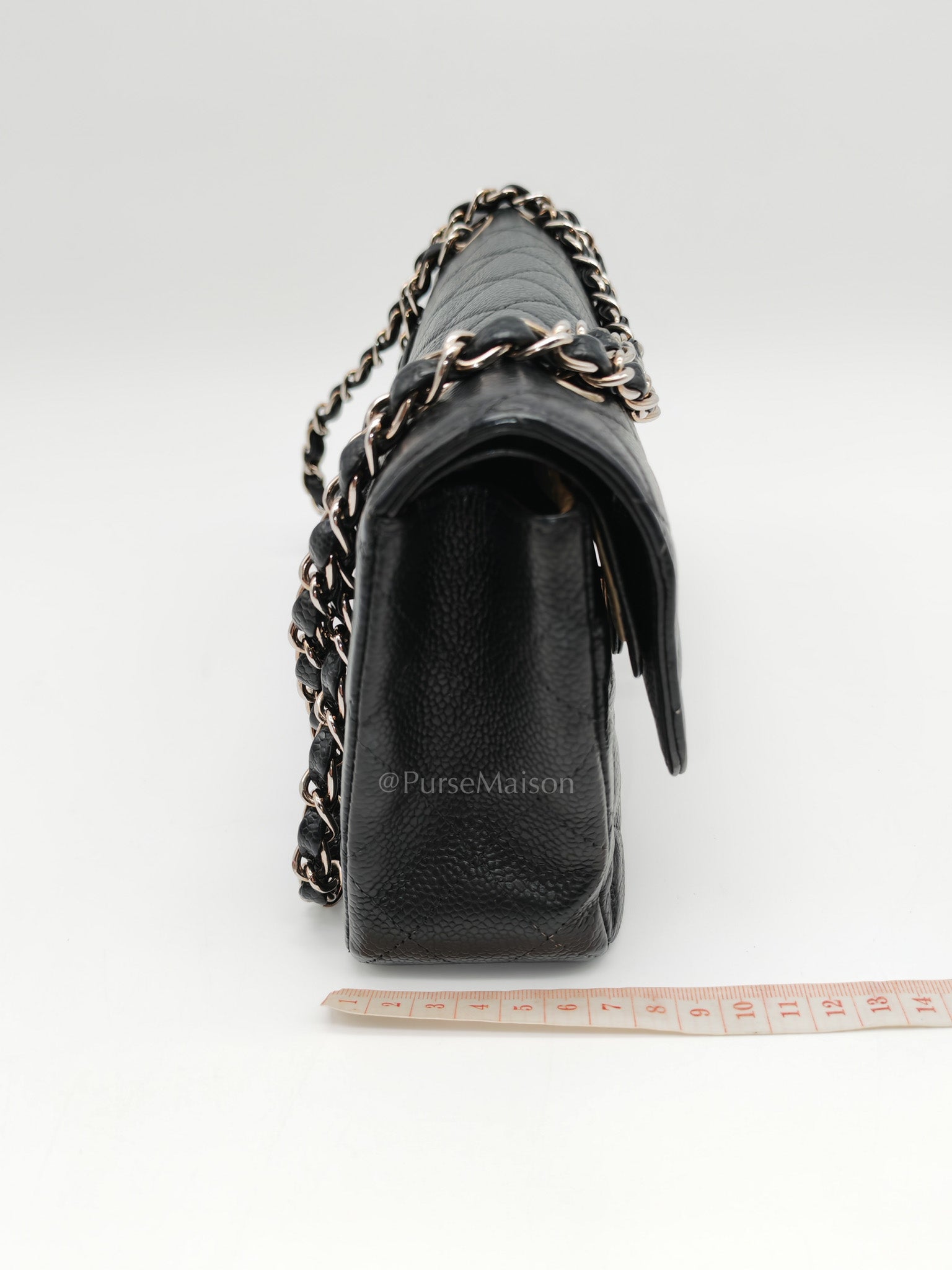 Classic Double Flap Vintage Small in Black Caviar Leather and Silver Hardware Series 6 | Purse Maison Luxury Bags Shop
