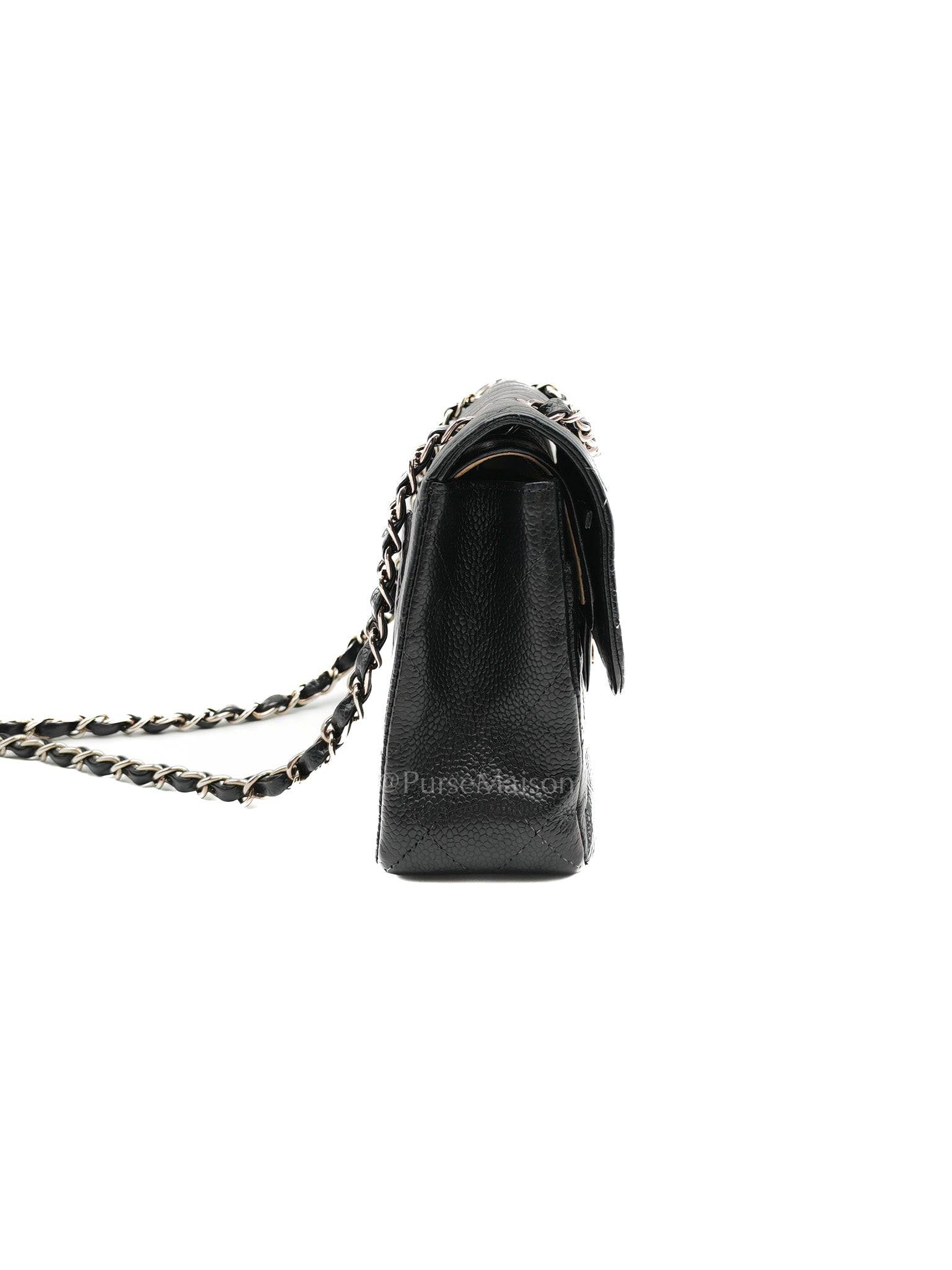 Classic Double Flap Vintage Small in Black Caviar Leather and Silver Hardware Series 6 | Purse Maison Luxury Bags Shop