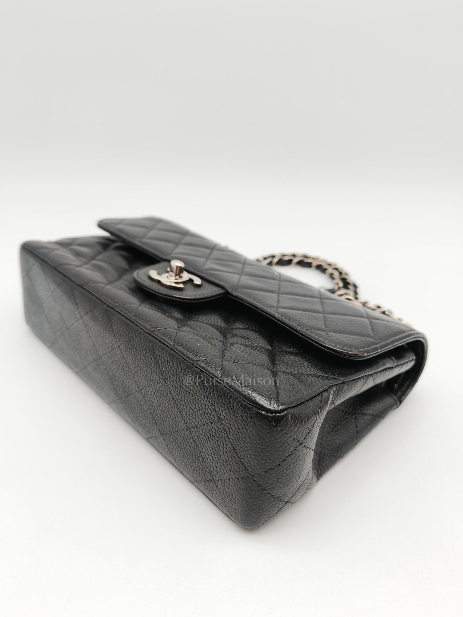 Classic Double Flap Vintage Small in Black Caviar Leather and Silver Hardware Series 6 | Purse Maison Luxury Bags Shop