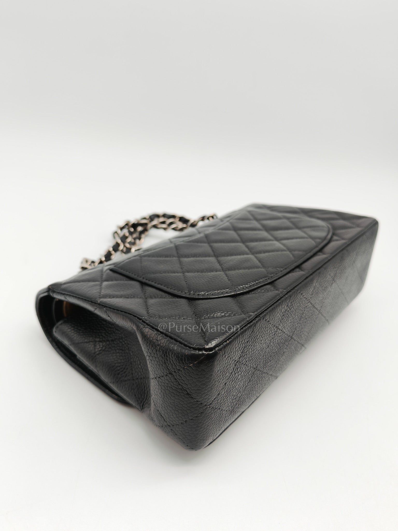Classic Double Flap Vintage Small in Black Caviar Leather and Silver Hardware Series 6 | Purse Maison Luxury Bags Shop