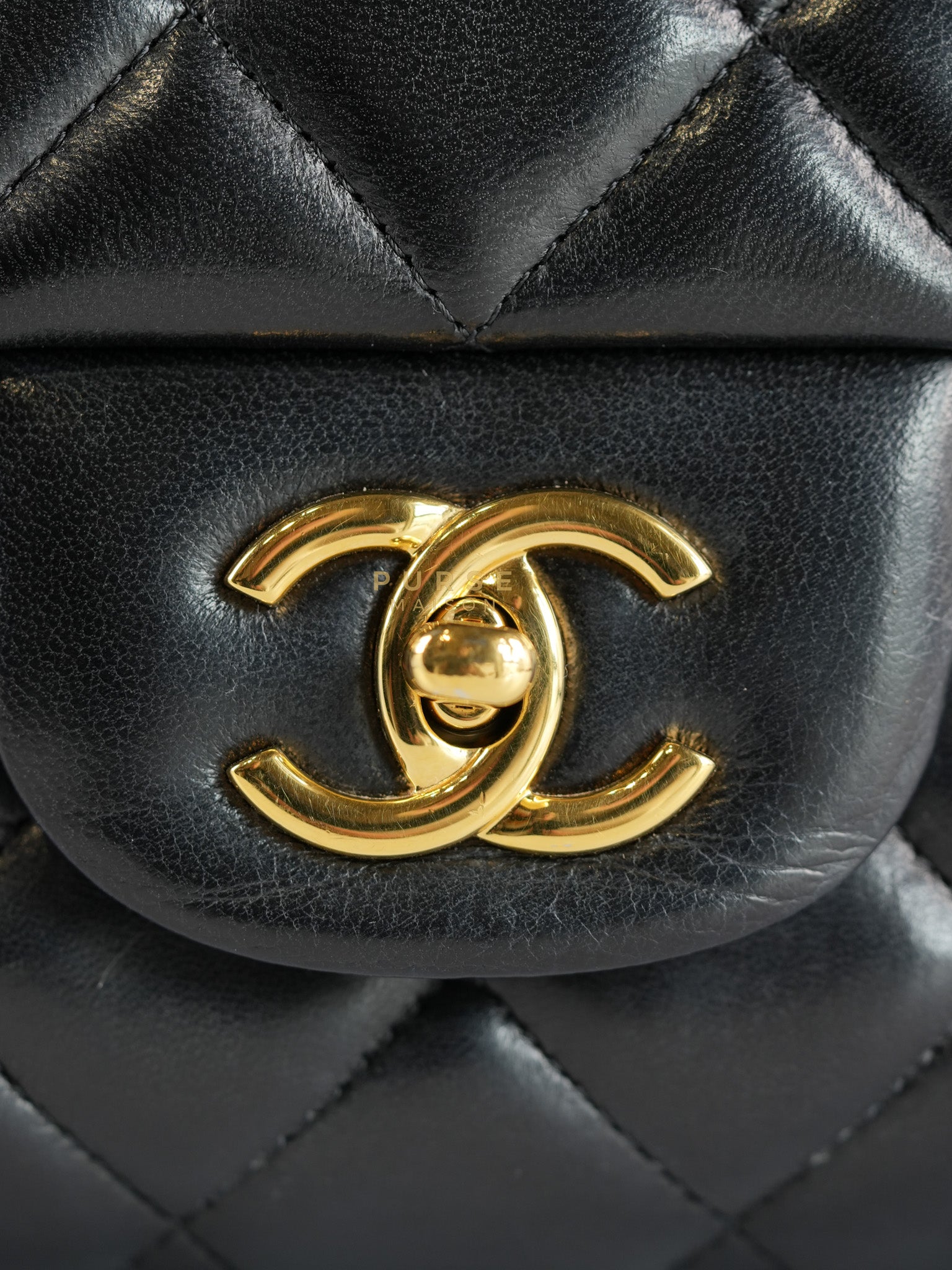 Classic Flap Bag Maxi in Black Quilted Lambskin Leather & Gold Hardware Series 13 | Purse Maison Luxury Bags Shop