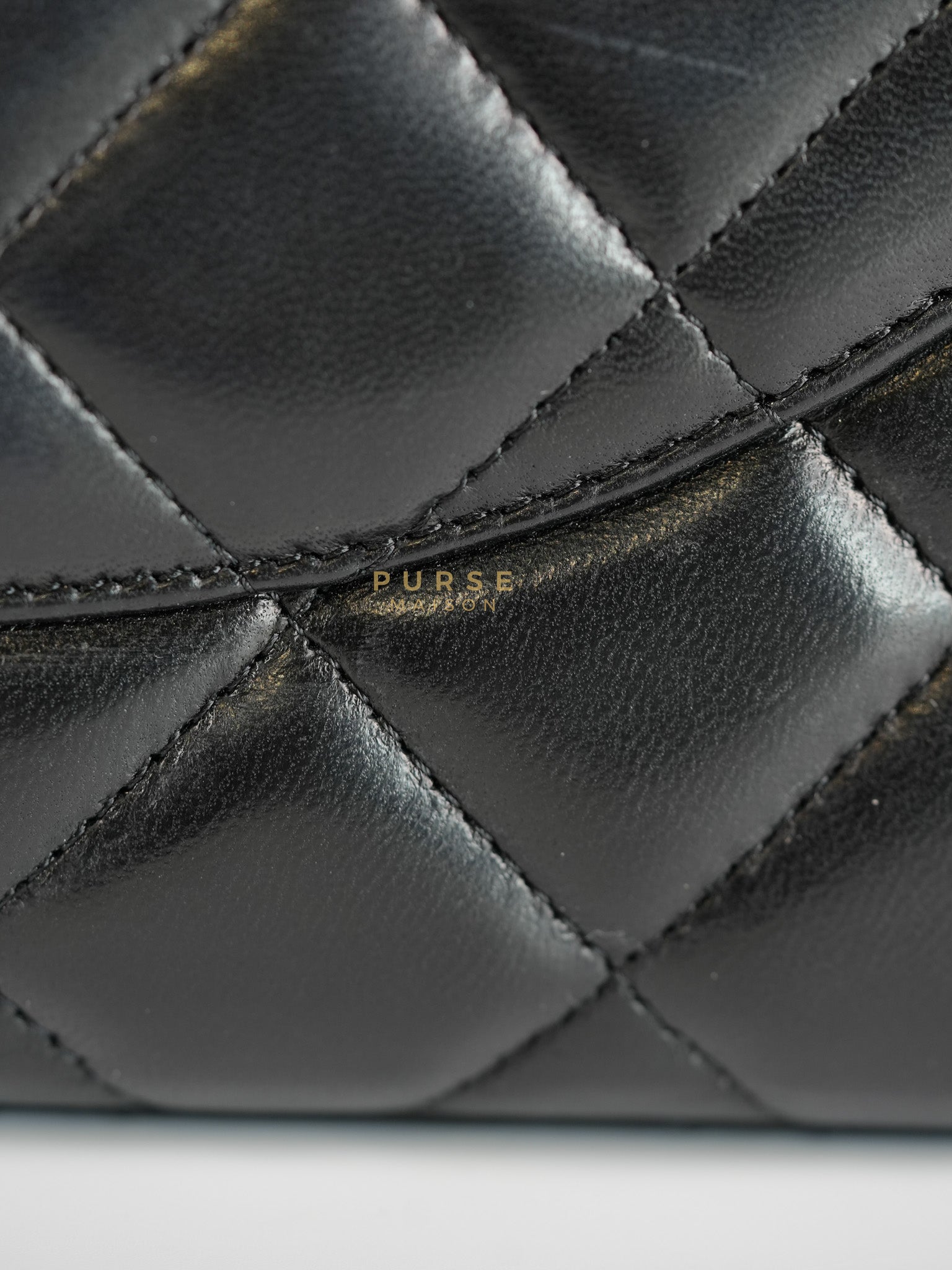 Classic Flap Bag Maxi in Black Quilted Lambskin Leather & Gold Hardware Series 13 | Purse Maison Luxury Bags Shop