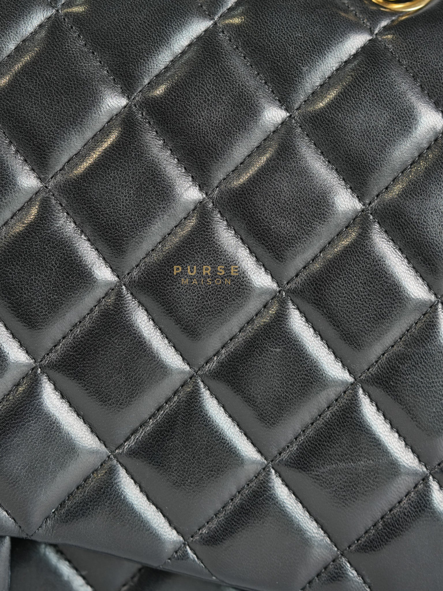 Classic Flap Bag Maxi in Black Quilted Lambskin Leather & Gold Hardware Series 13 | Purse Maison Luxury Bags Shop