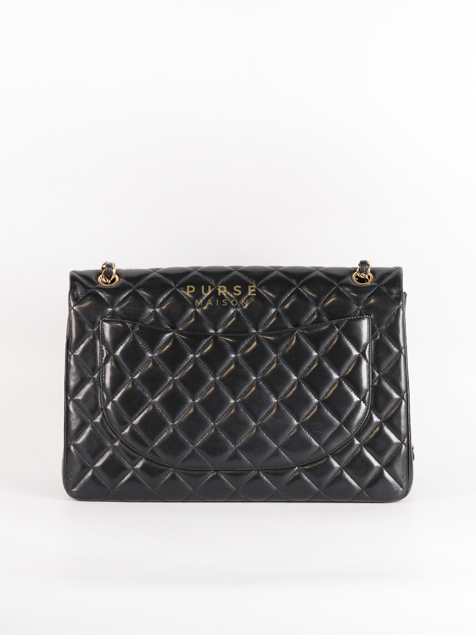 Classic Flap Bag Maxi in Black Quilted Lambskin Leather & Gold Hardware Series 13 | Purse Maison Luxury Bags Shop
