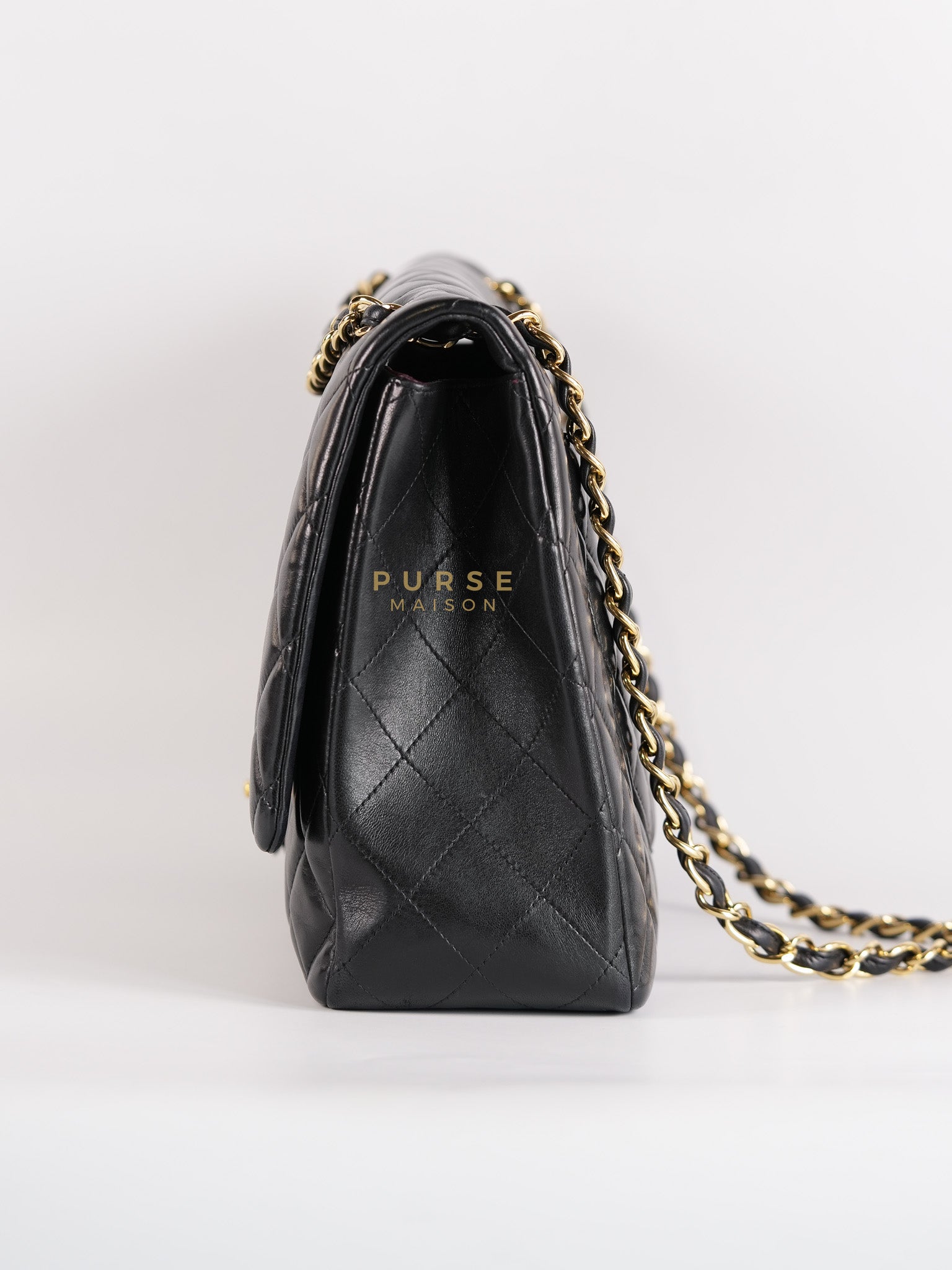 Classic Flap Bag Maxi in Black Quilted Lambskin Leather & Gold Hardware Series 13 | Purse Maison Luxury Bags Shop