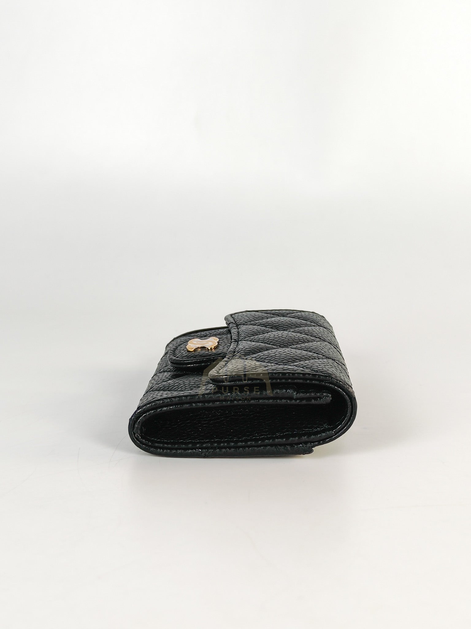 Classic Flap Card Holder in Black Caviar Leather Gold Hardware Microchip(ANG7KA21) | Purse Maison Luxury Bags Shop