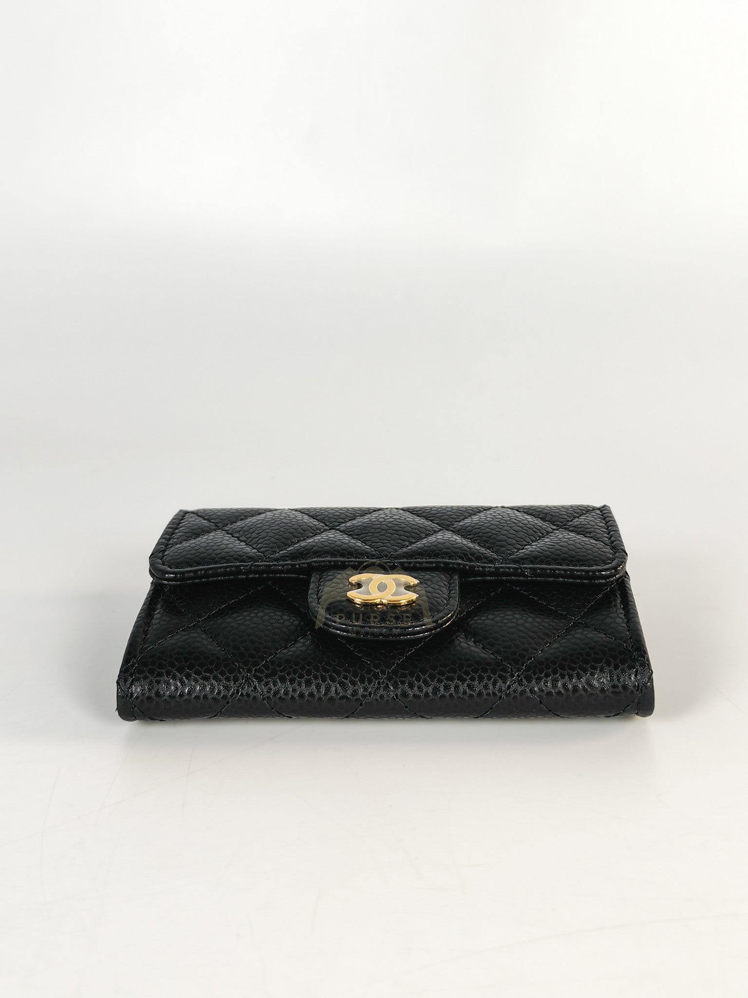 Classic Flap Card Holder in Black Caviar Leather Gold Hardware Microchip(ANG7KA21) | Purse Maison Luxury Bags Shop