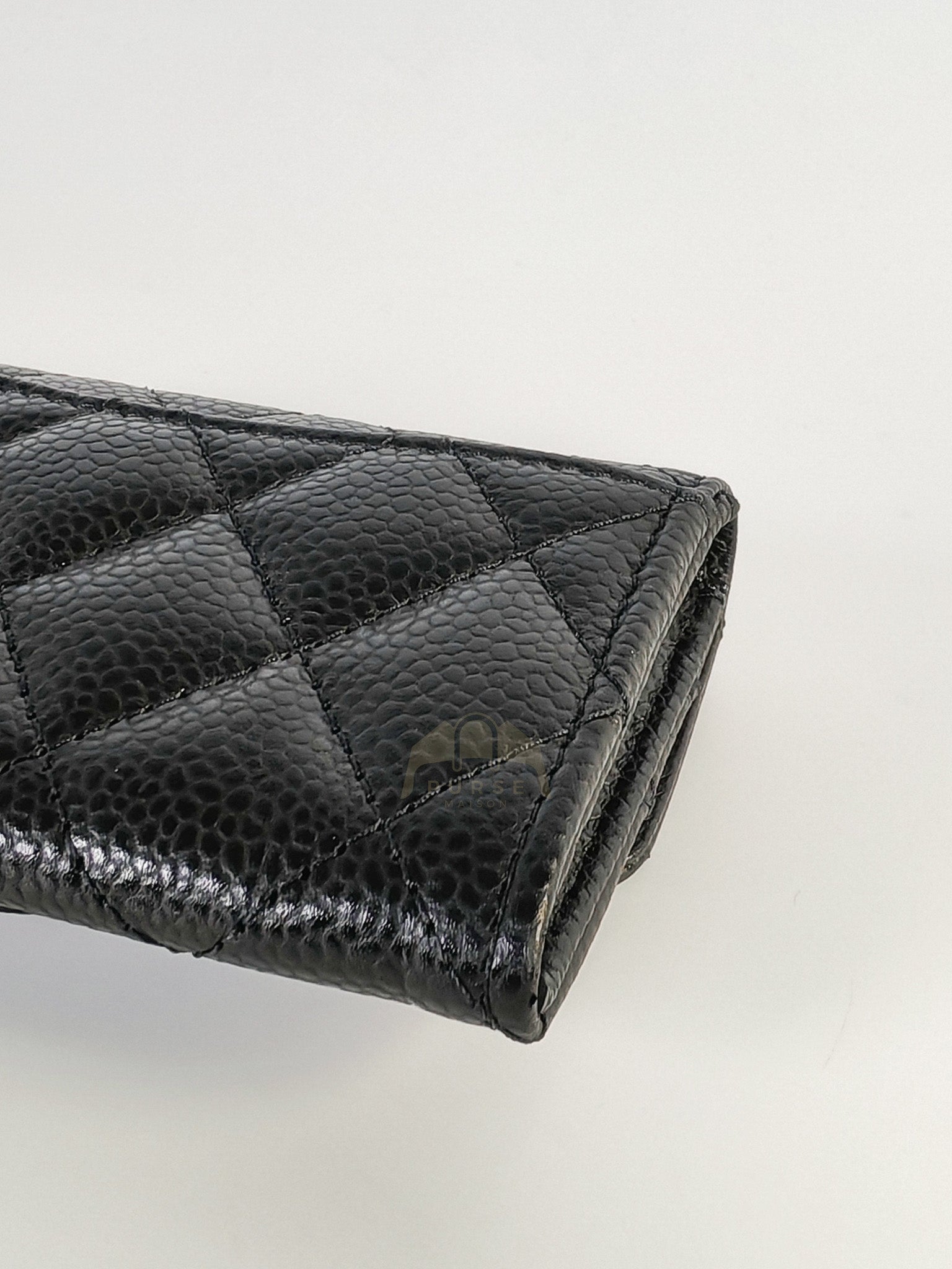 Classic Flap Card Holder in Black Caviar Leather Gold Hardware Microchip(ANG7KA21) | Purse Maison Luxury Bags Shop
