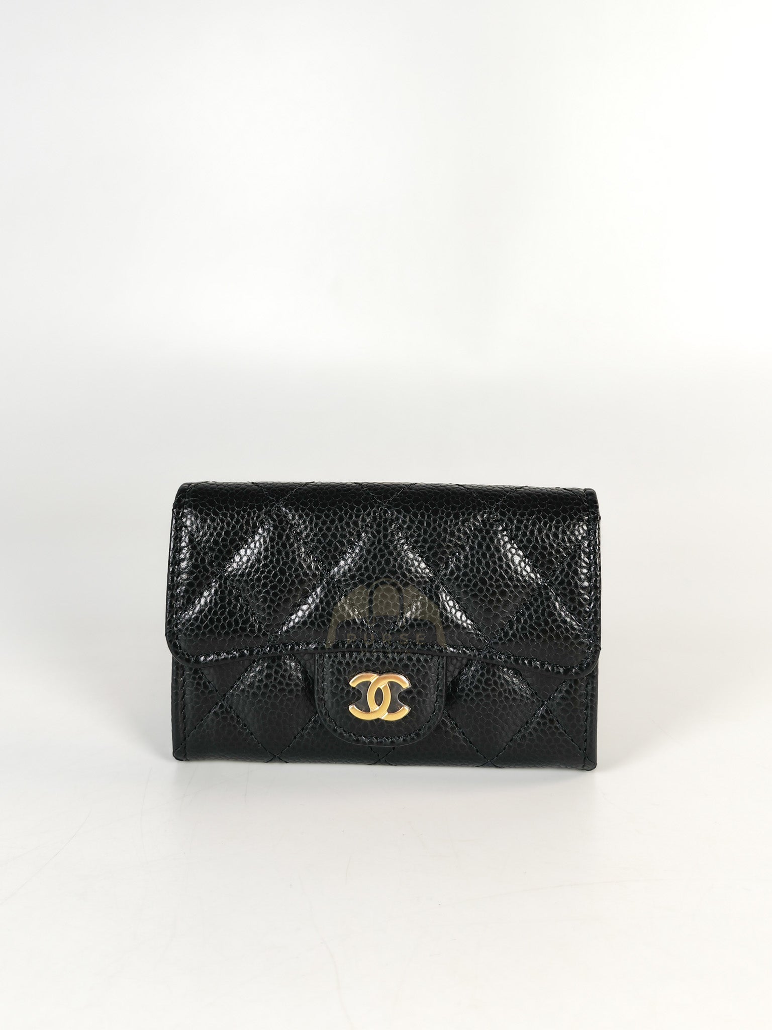 Classic Flap Card Holder in Black Caviar Leather Gold Hardware Microchip(ANG7KA21) | Purse Maison Luxury Bags Shop