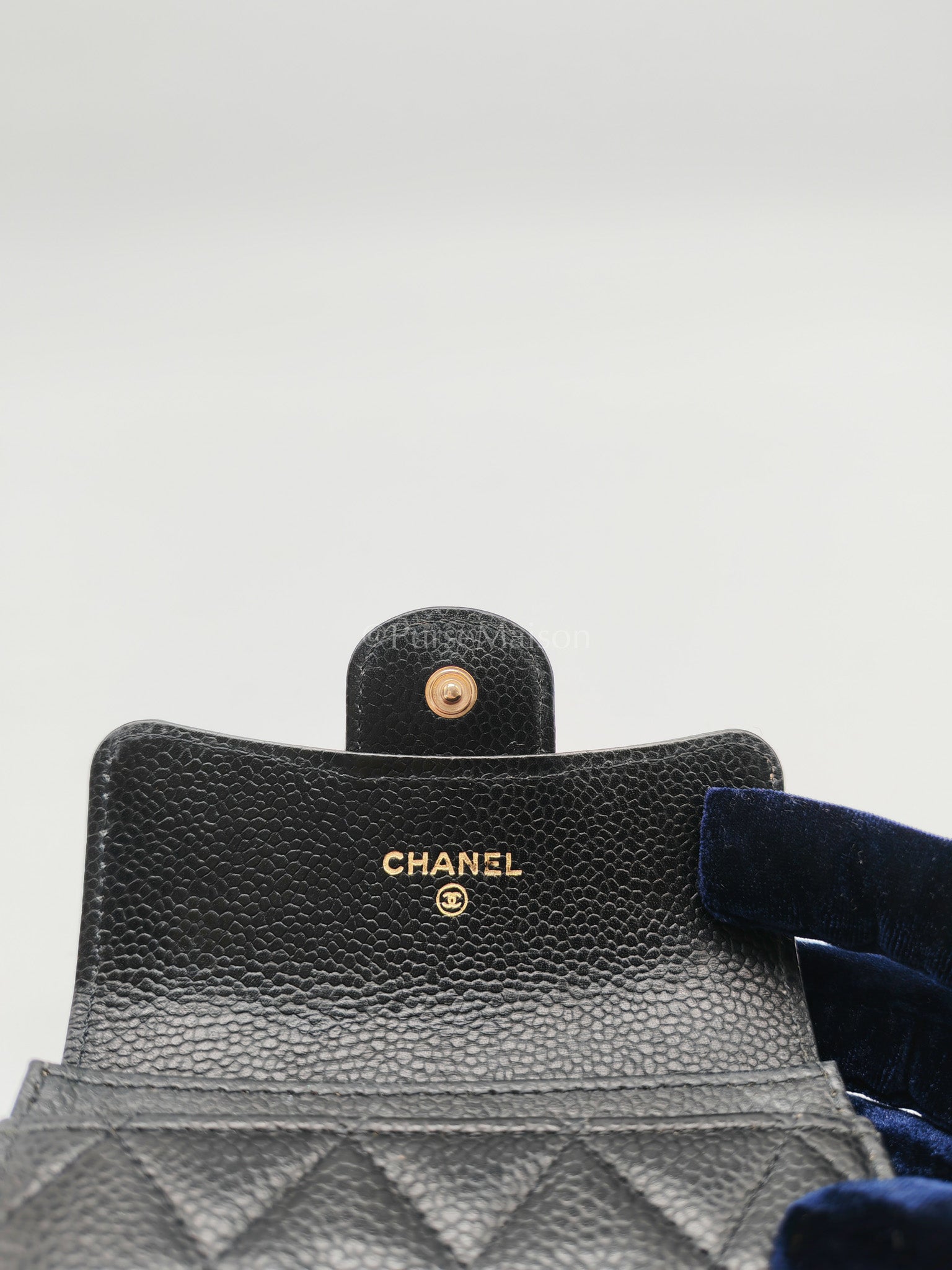 Classic Flap Card Holder in Black Caviar Leather Gold Hardware (Series 31) | Purse Maison Luxury Bags Shop