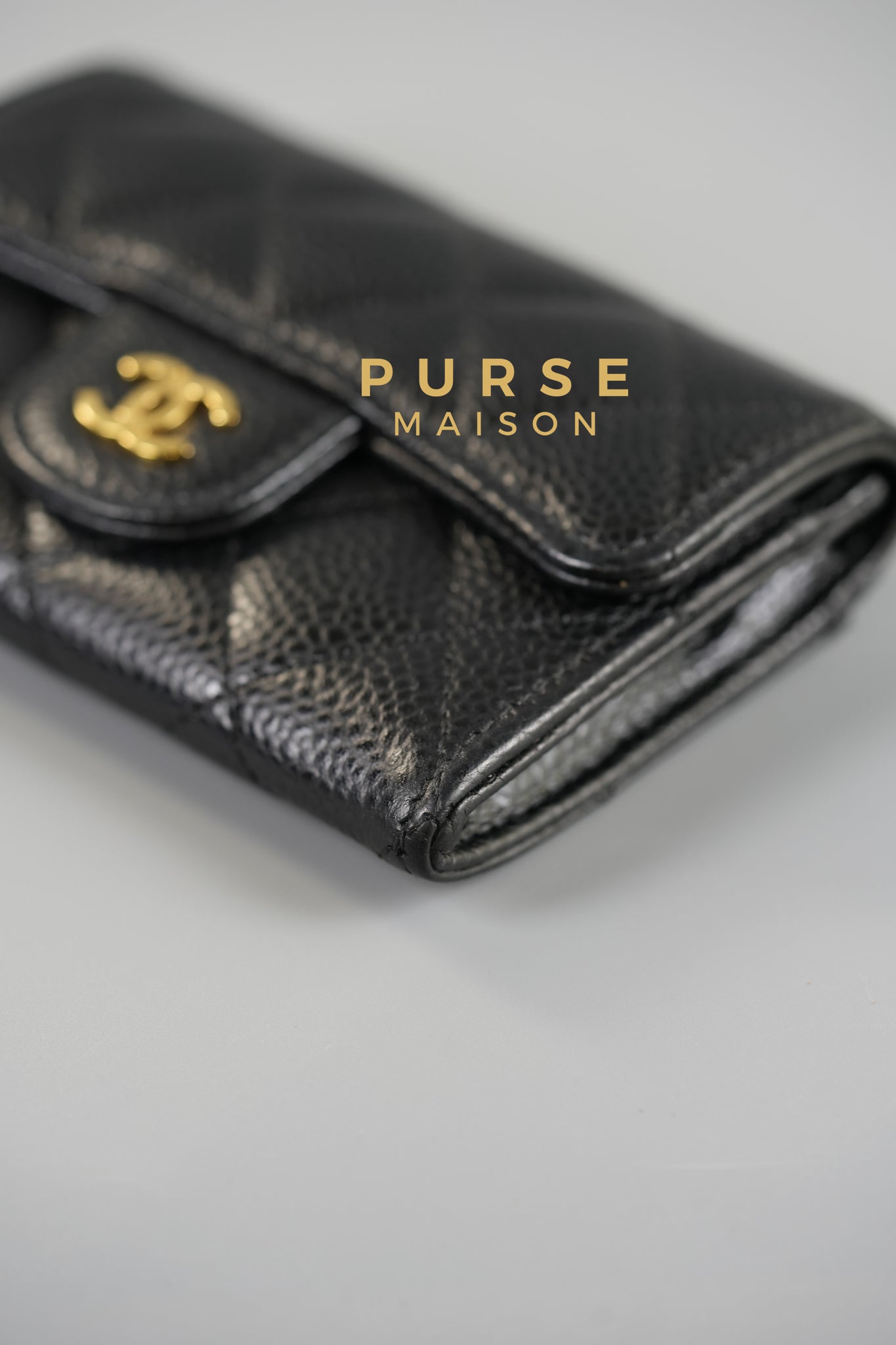 Classic Flap Card Holder in Black Caviar Leather (Microchip) | Purse Maison Luxury Bags Shop