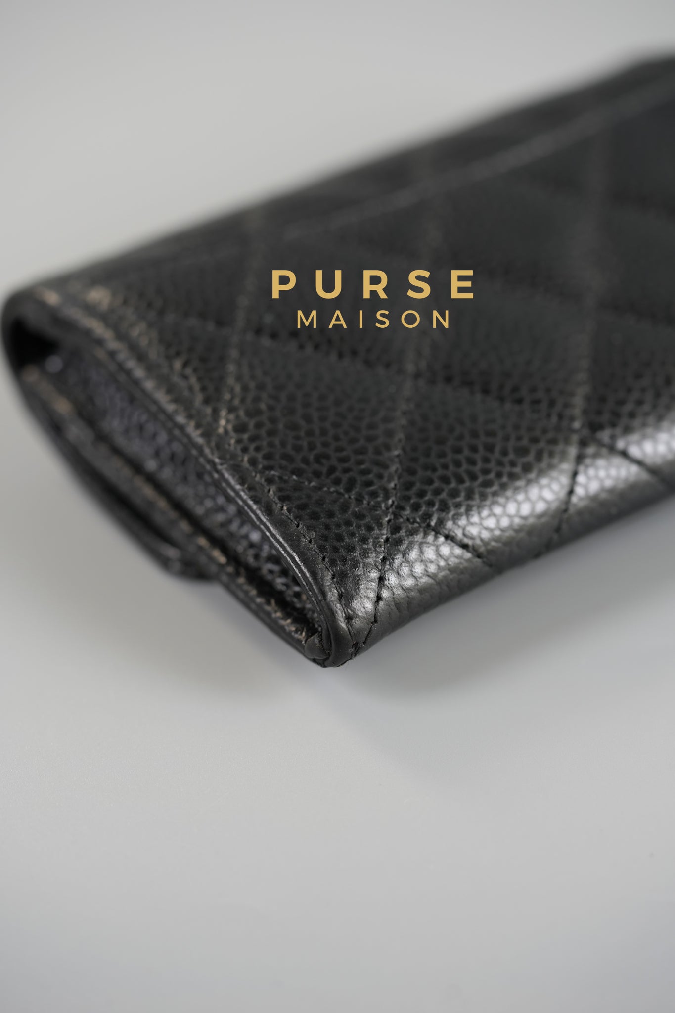 Classic Flap Card Holder in Black Caviar Leather (Microchip) | Purse Maison Luxury Bags Shop