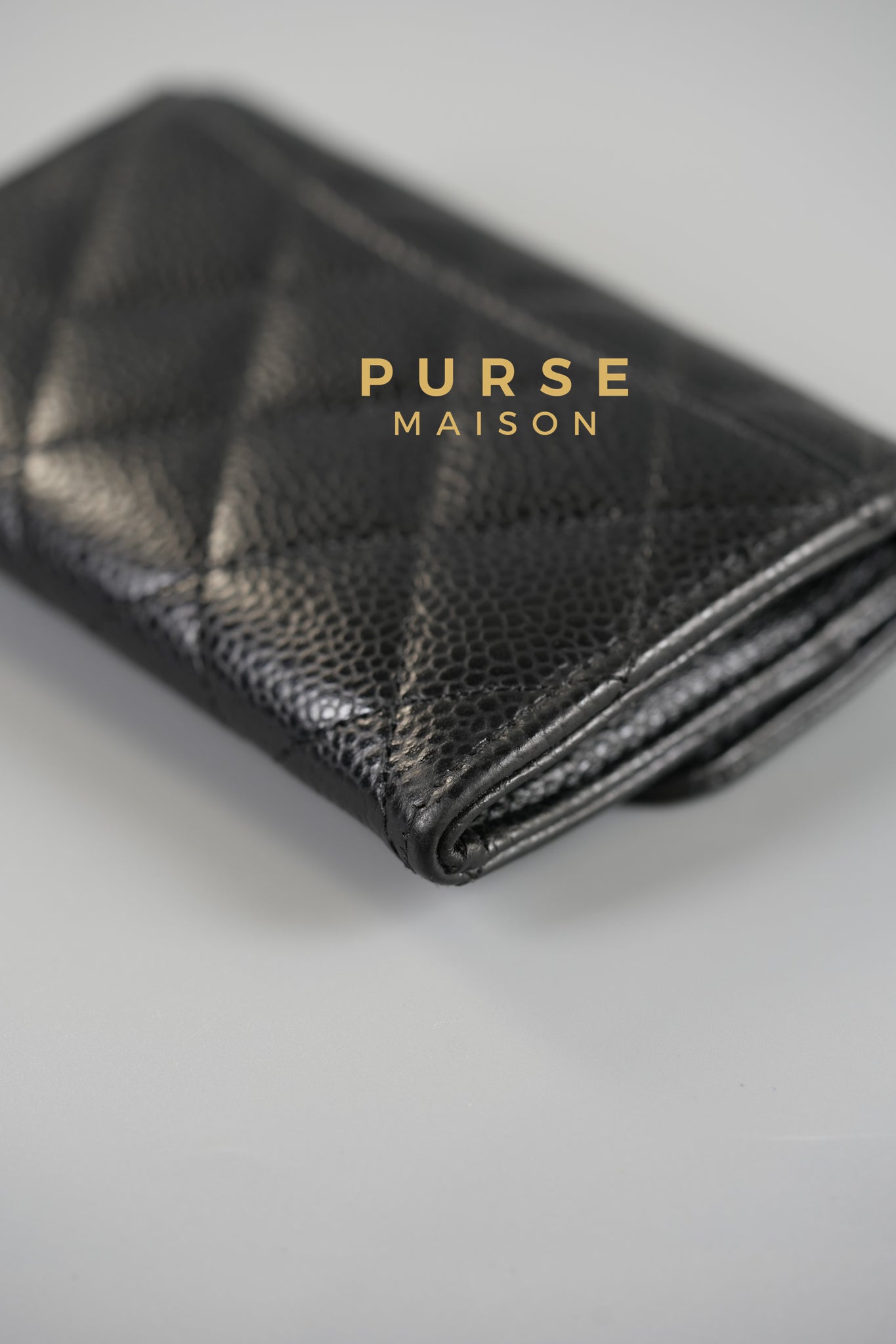 Classic Flap Card Holder in Black Caviar Leather (Microchip) | Purse Maison Luxury Bags Shop