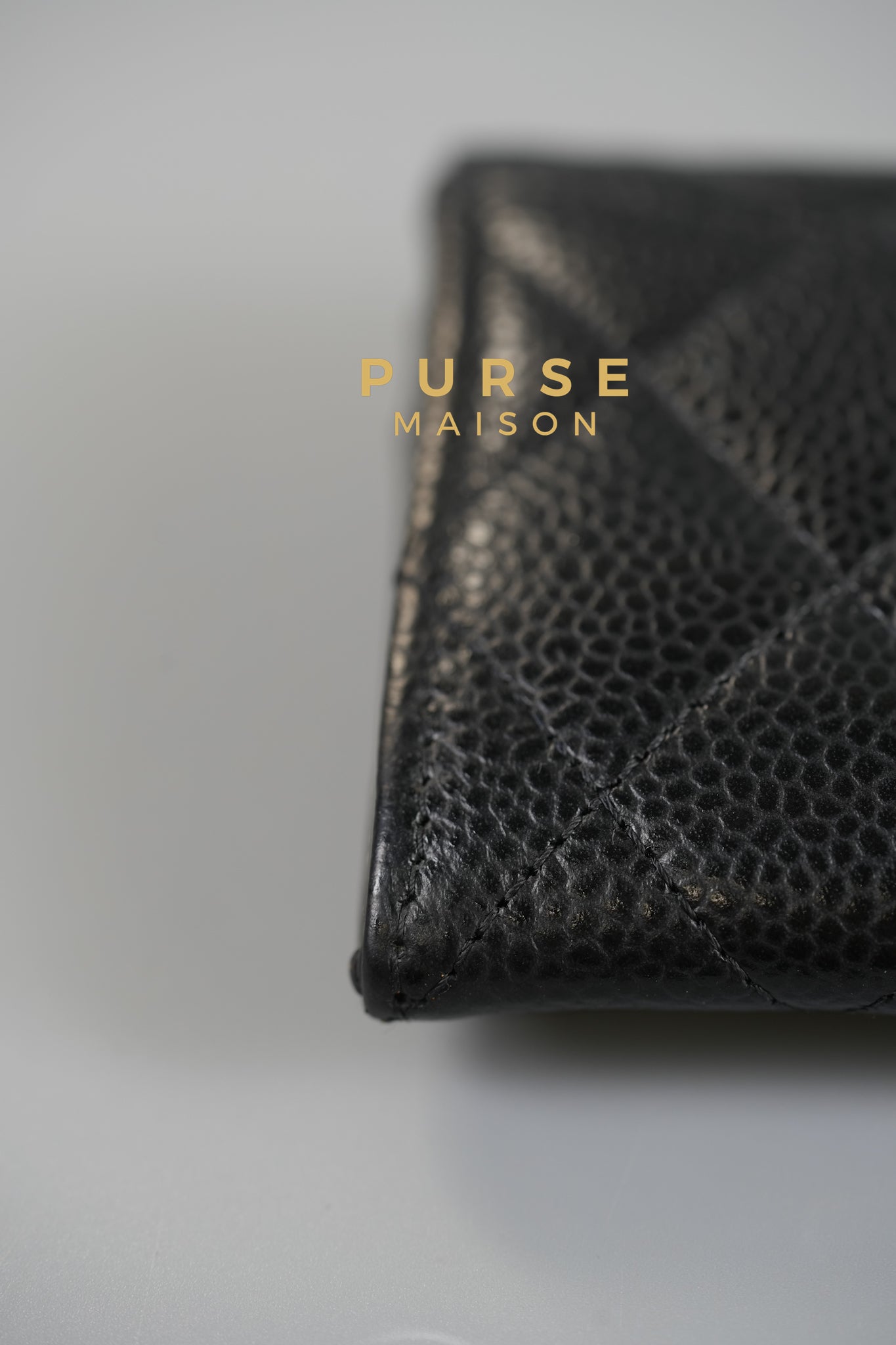 Classic Flap Card Holder in Black Caviar Leather (Microchip) | Purse Maison Luxury Bags Shop