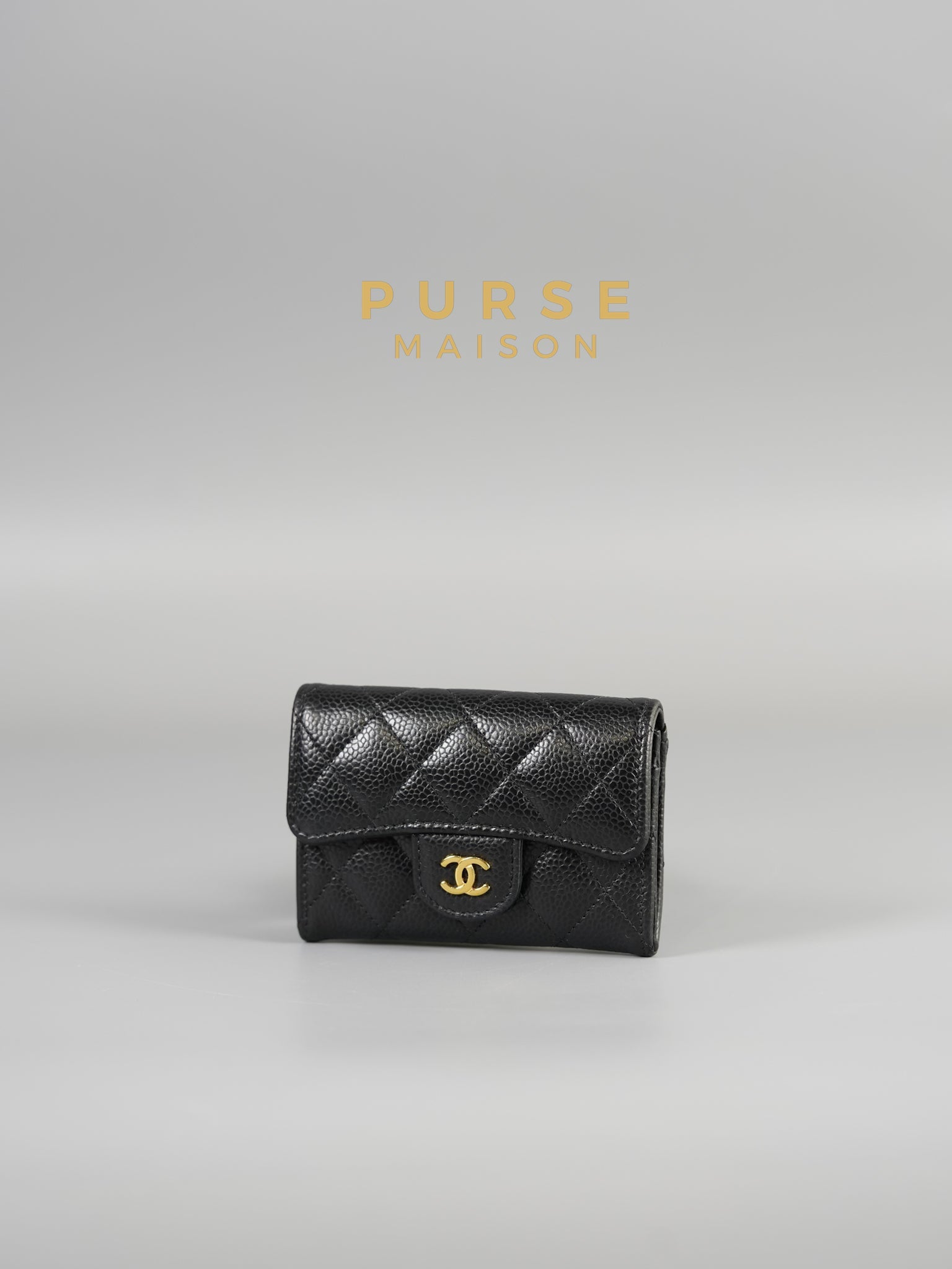 Classic Flap Card Holder in Black Caviar Leather (Microchip) | Purse Maison Luxury Bags Shop