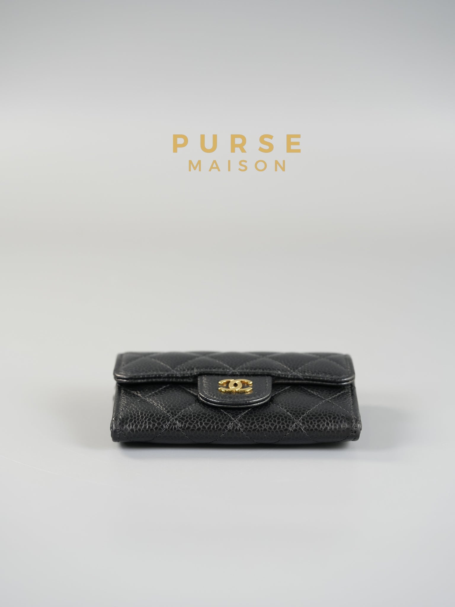 Classic Flap Card Holder in Black Caviar Leather (Microchip) | Purse Maison Luxury Bags Shop