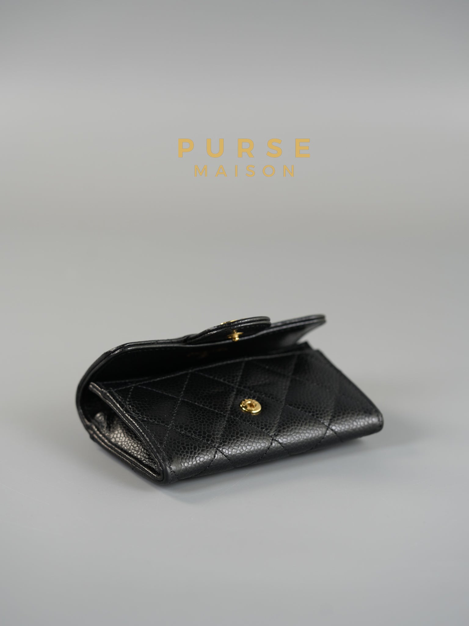 Classic Flap Card Holder in Black Caviar Leather (Microchip) | Purse Maison Luxury Bags Shop